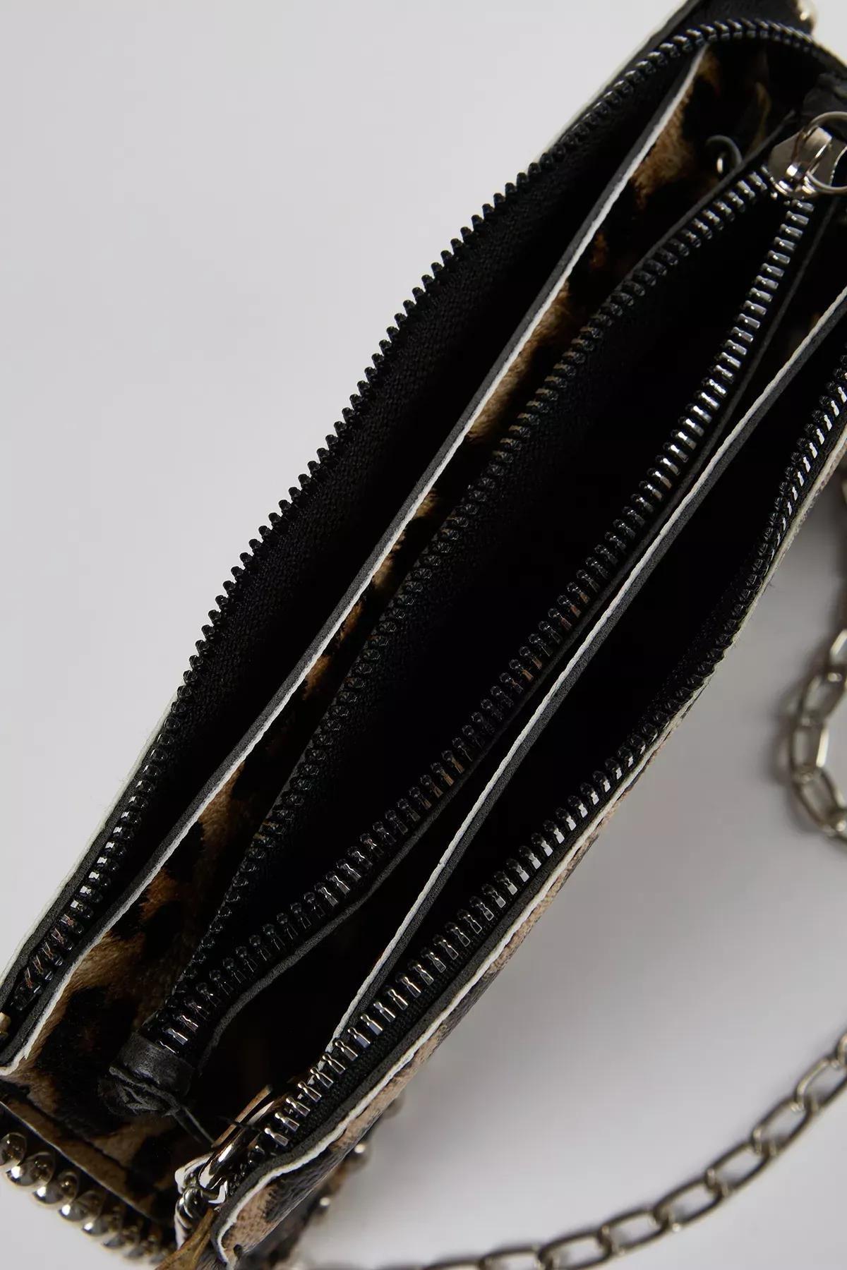 Brown Leopard Studded Wallet Bag, Very colorful, large image number 5
