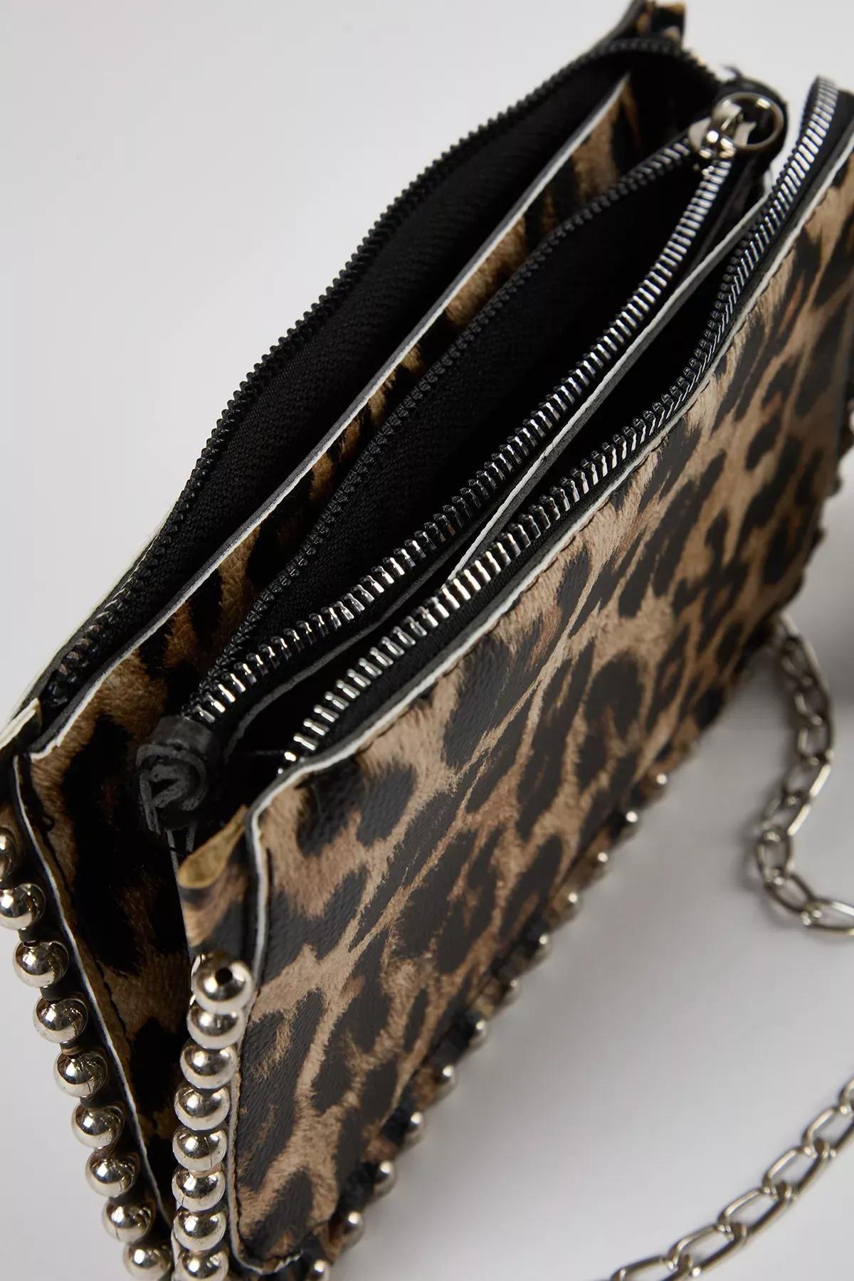 Brown Leopard Studded Wallet Bag, Very colorful, large image number 6