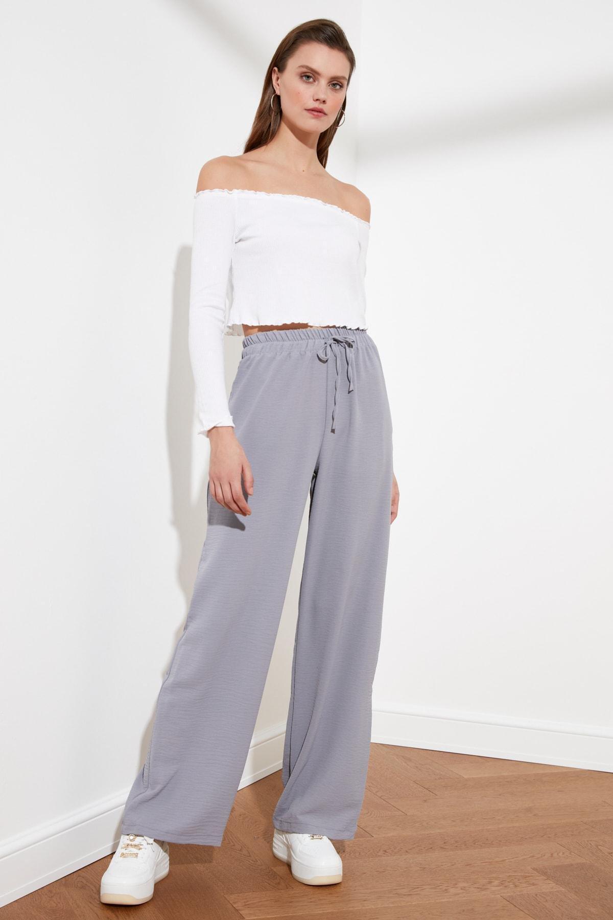 Grey Relaxed High Waist Pants, , large image number 2