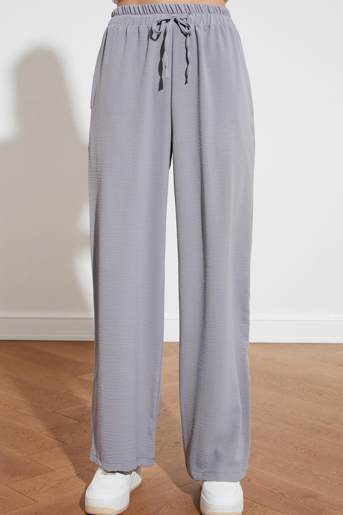 Grey Relaxed High Waist Pants, , large image number 3