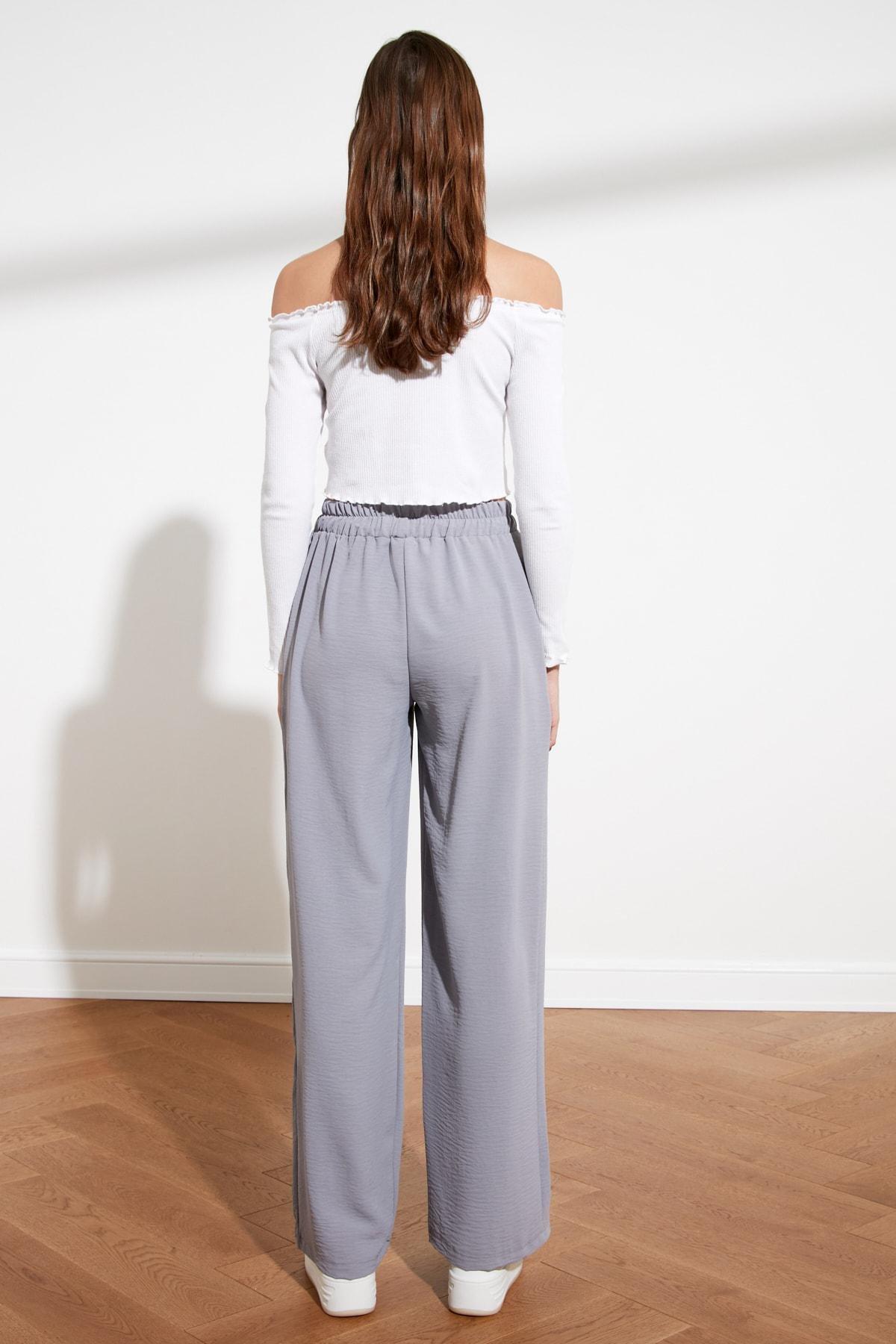 Grey Relaxed High Waist Pants, , large image number 4