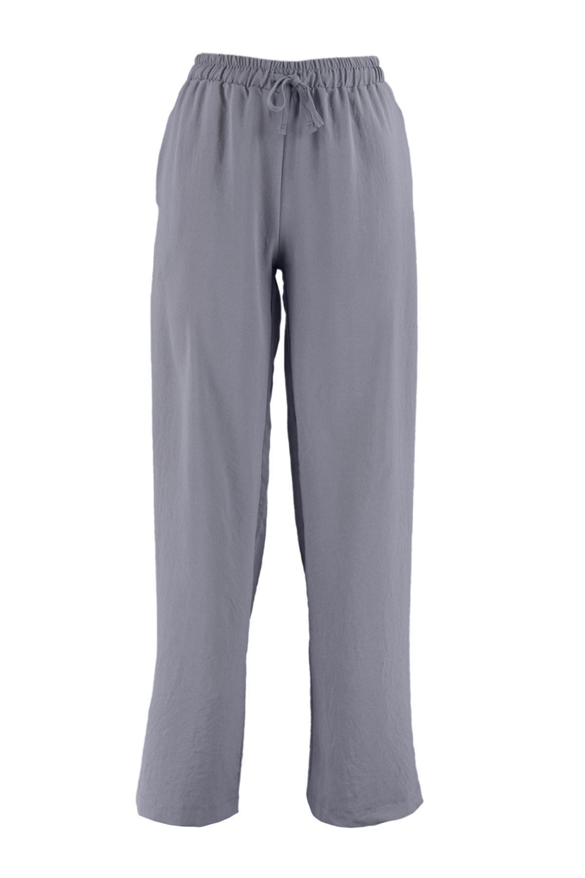 Grey Relaxed High Waist Pants, , large image number 5