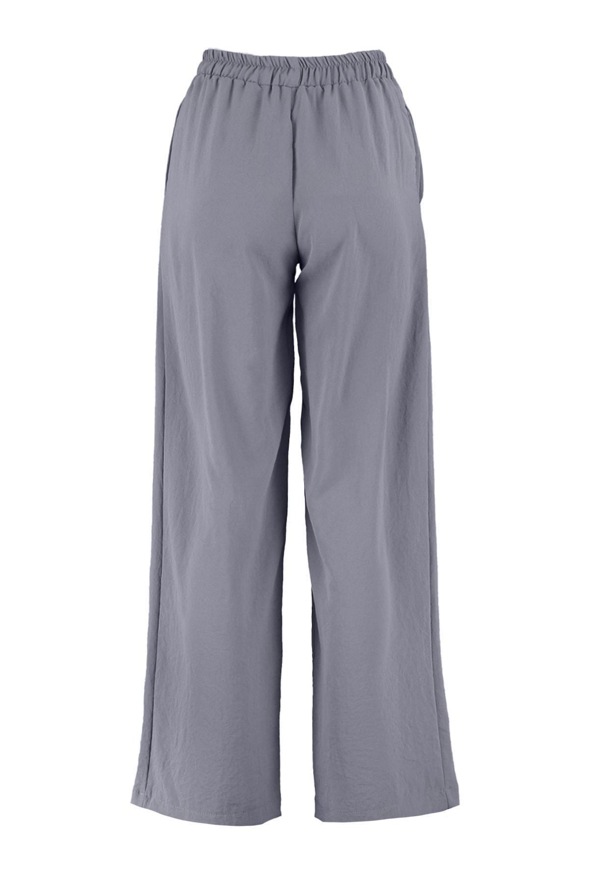 Grey Relaxed High Waist Pants, , large image number 7