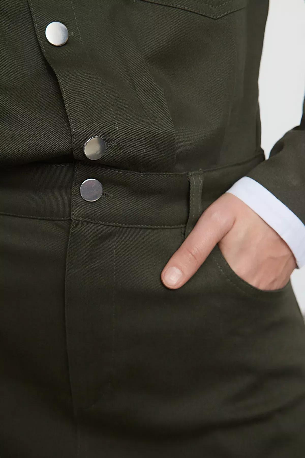 Green Plain Mini Woven Dress, Emerald, large image number 6