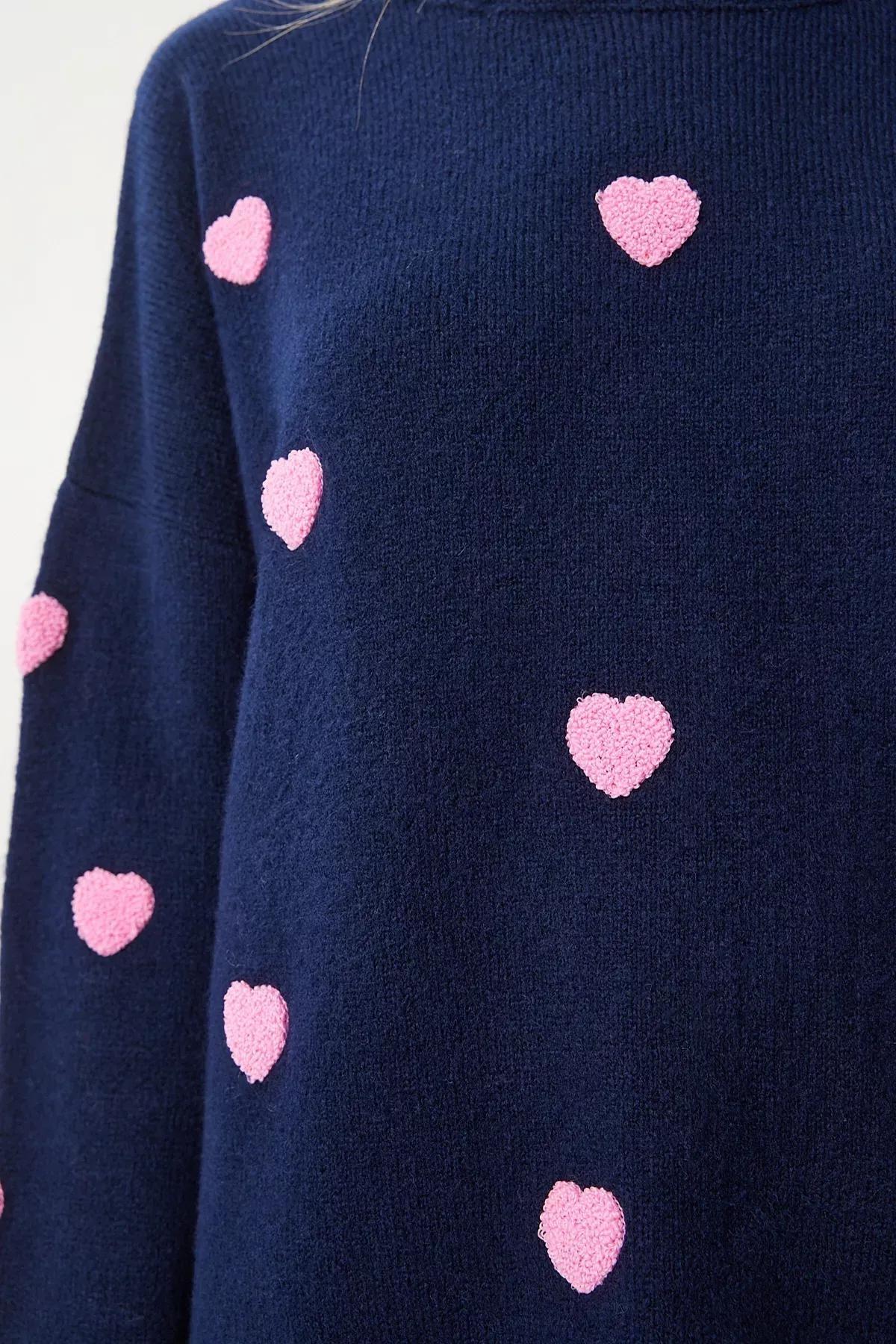 Navy Heart Knitwear Sweater, Navy blue, large image number 3