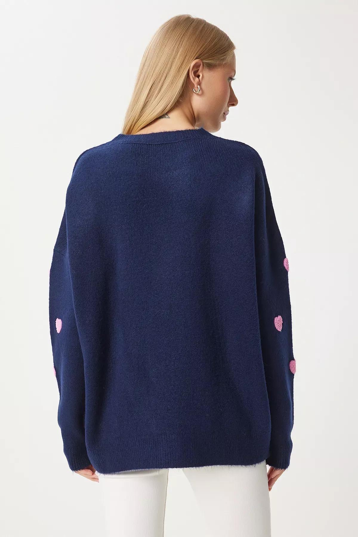 Navy Heart Knitwear Sweater, Navy blue, large image number 4