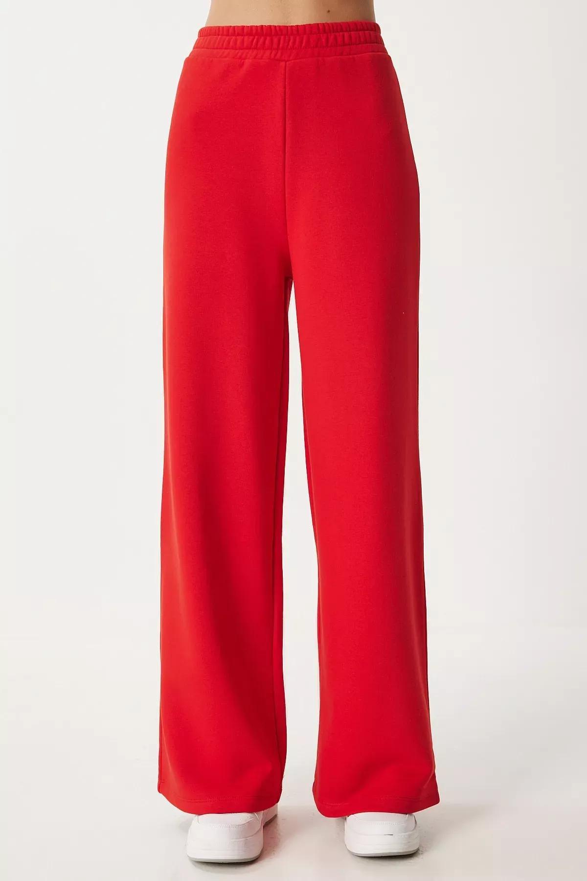 Red Thick Wide Leg Sweatpants, , large image number 3