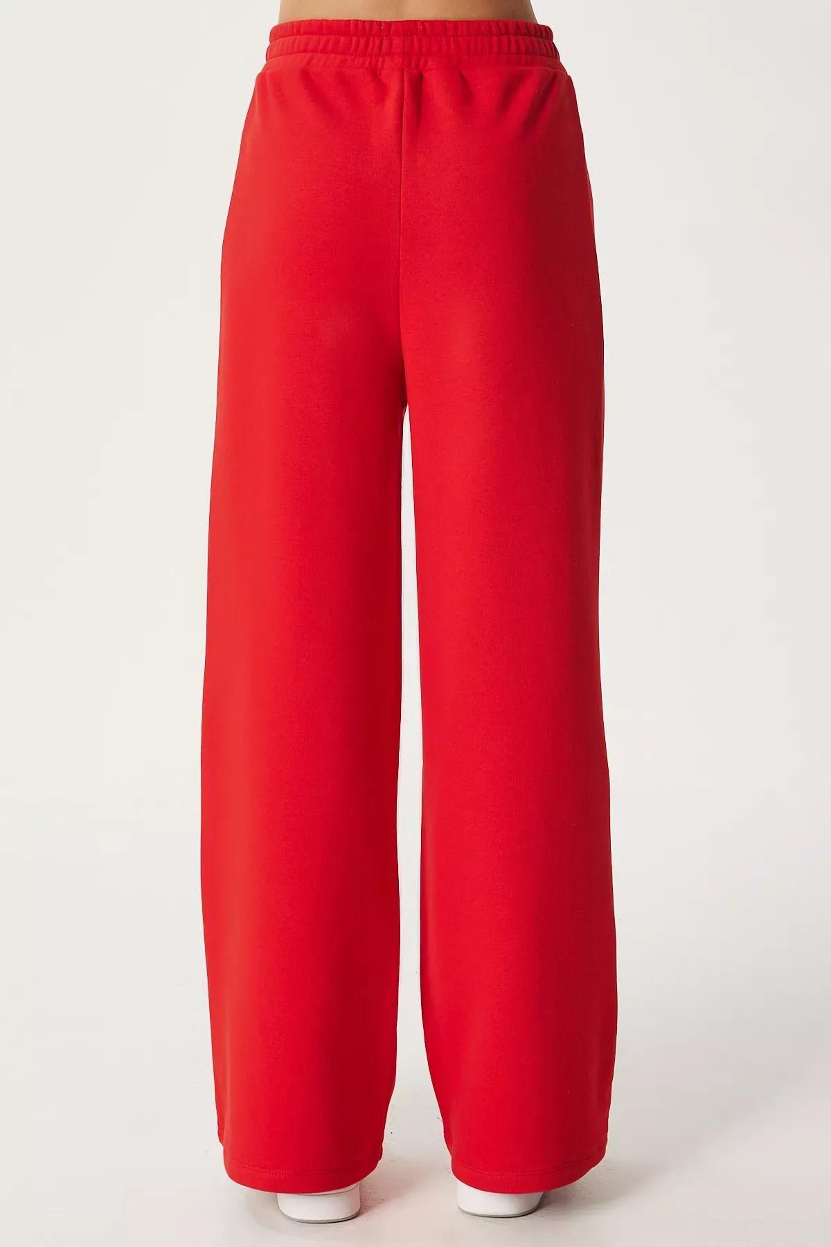 Red Thick Wide Leg Sweatpants, , large image number 5