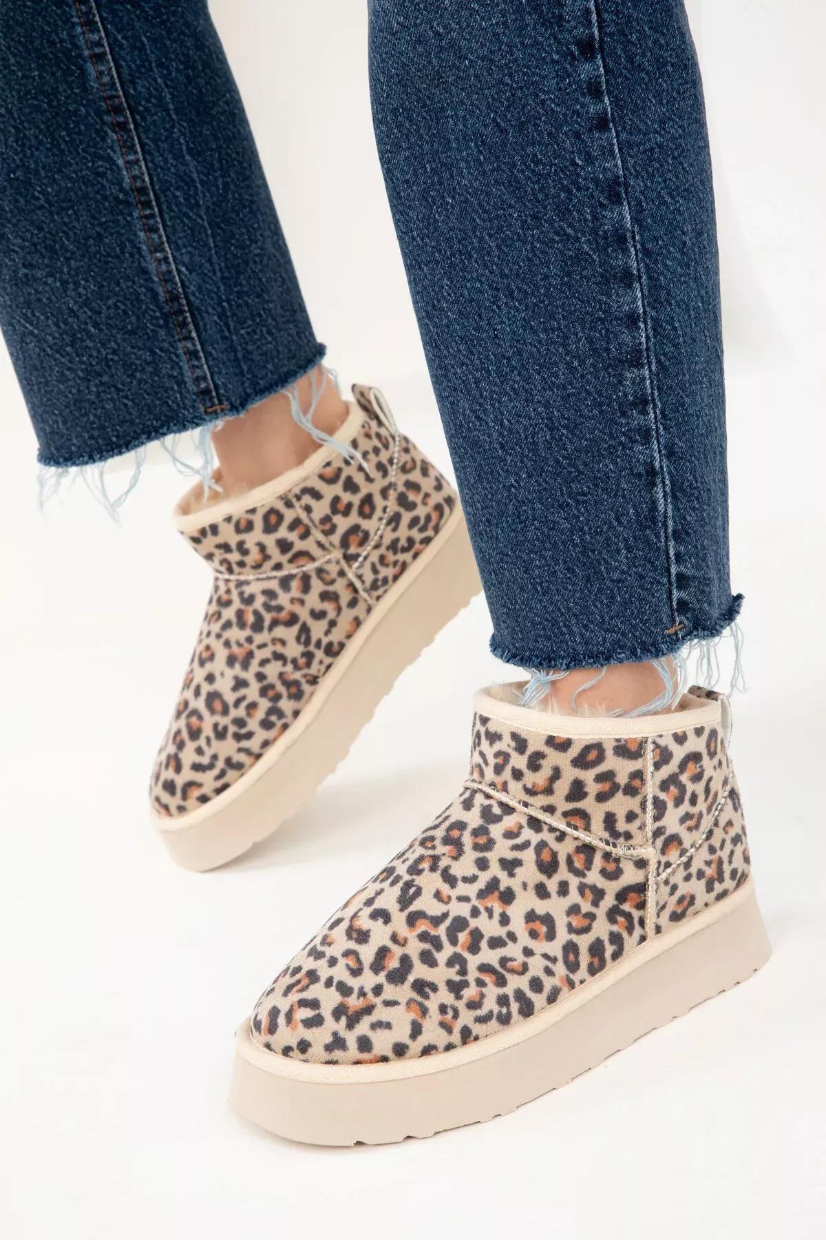 Beige Leopard Boots, Beige Leopard, large image number 0