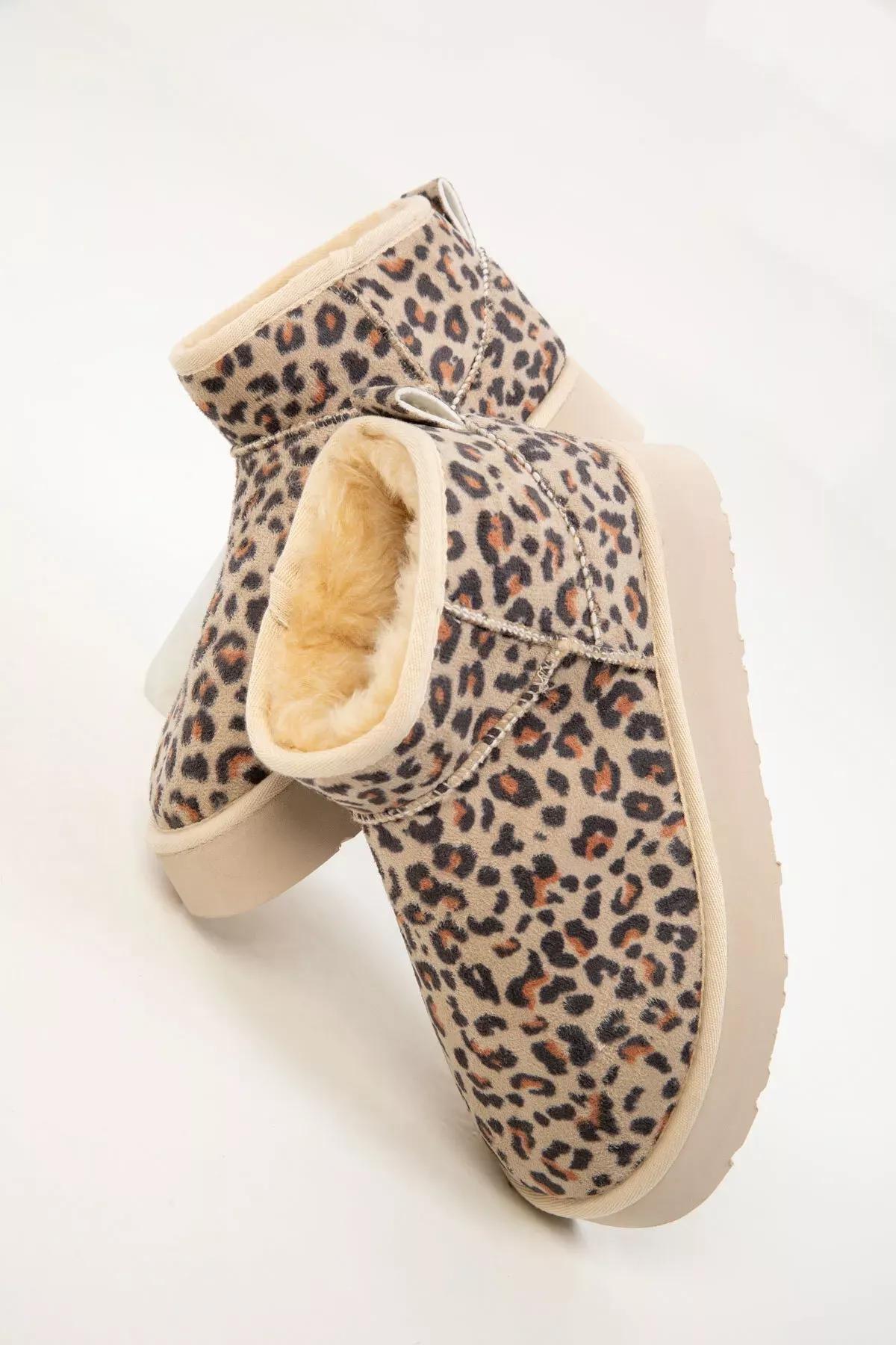 Beige Leopard Boots, Beige Leopard, large image number 1