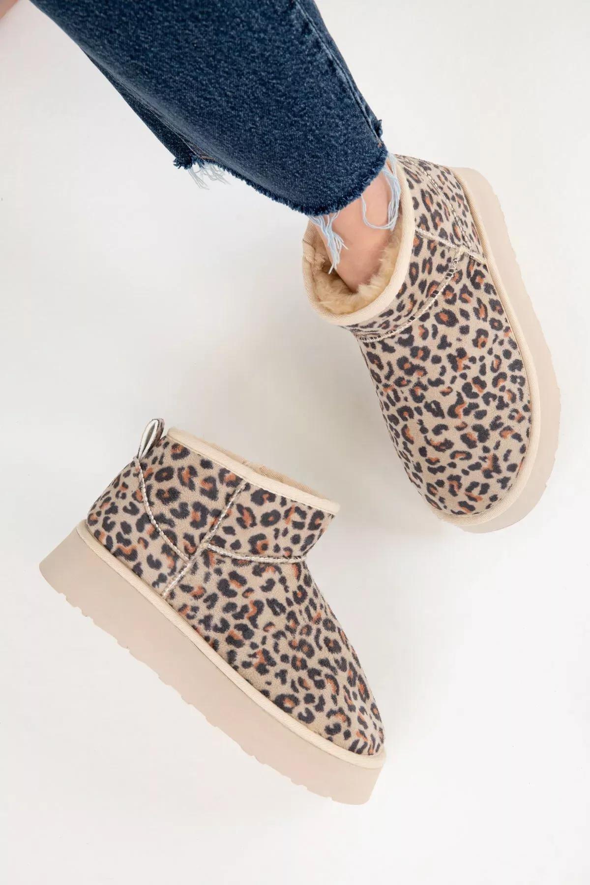 Beige Leopard Boots, Beige Leopard, large image number 5