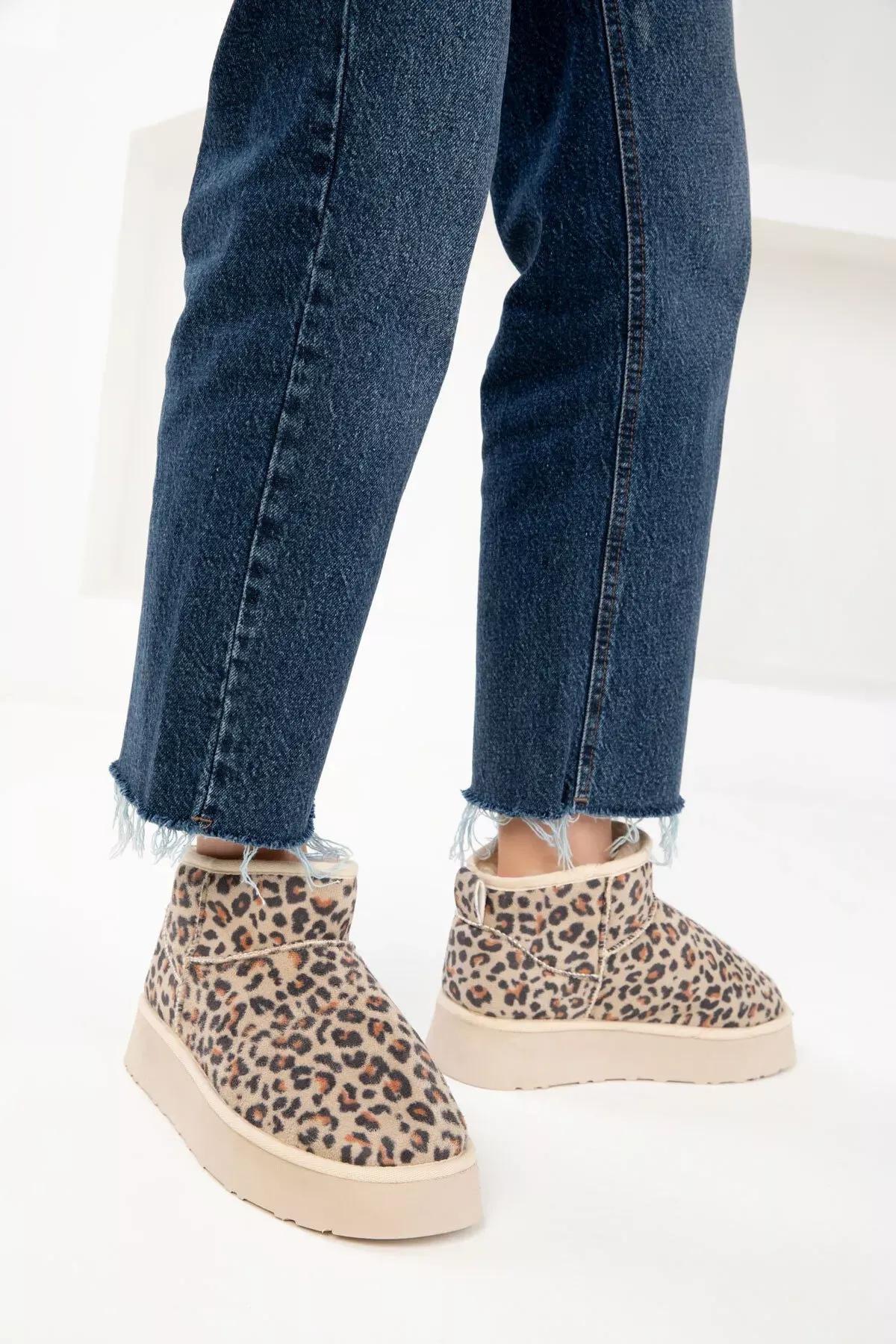 Beige Leopard Boots, Beige Leopard, large image number 6