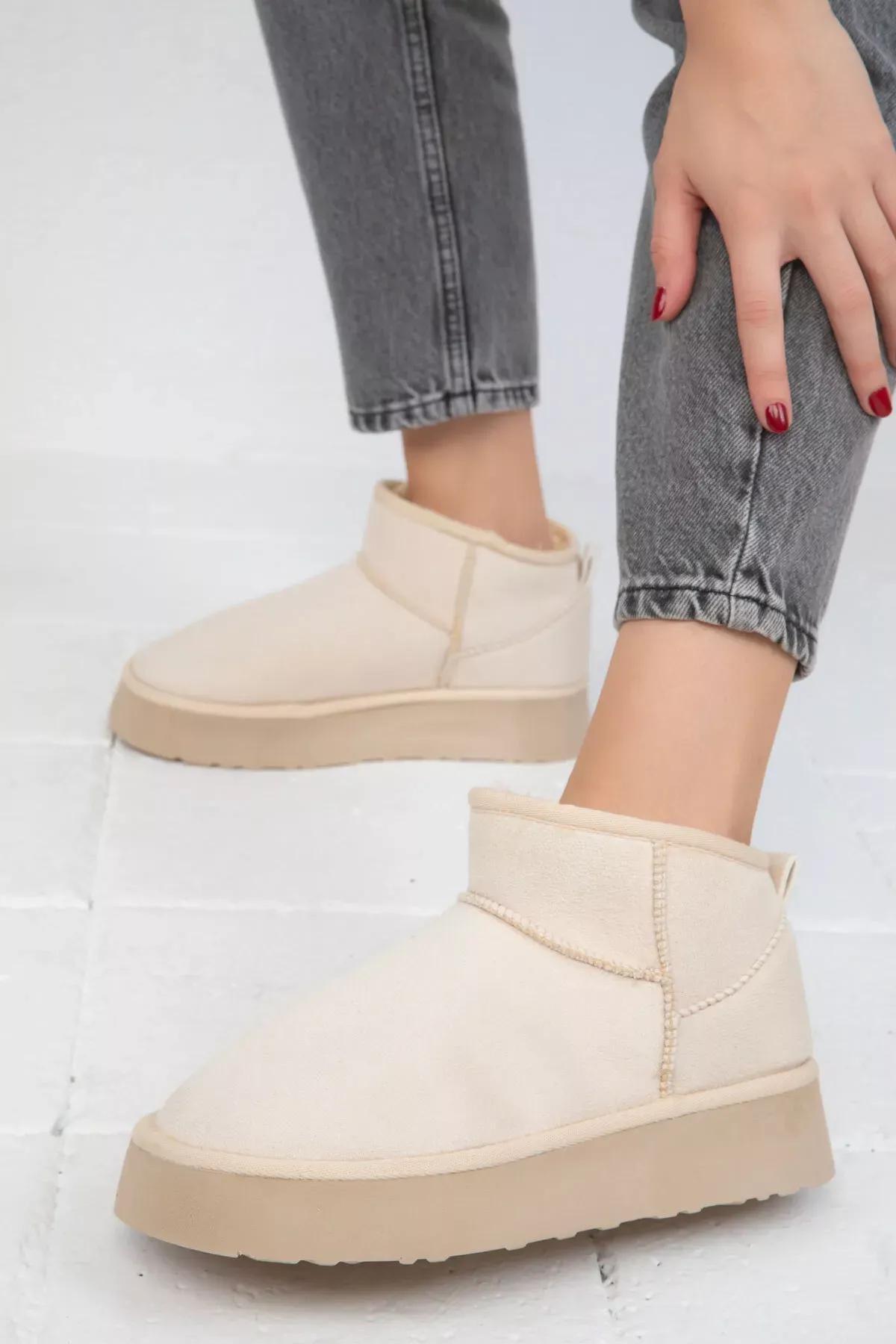 Beige Suede Boots, C101_2041, large image number 4