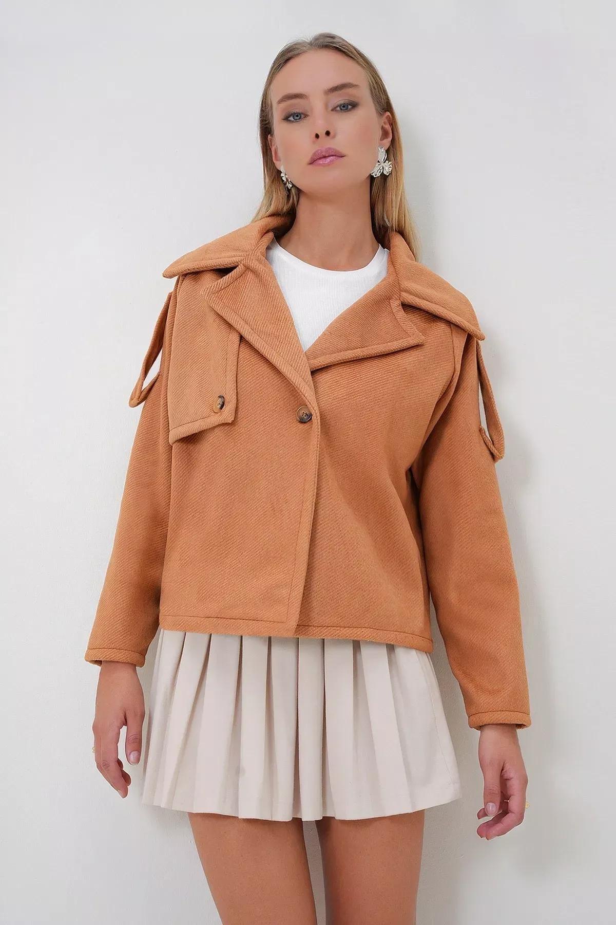 Brown Double Breasted Unlined Jacket, Cinnamon, large image number 0