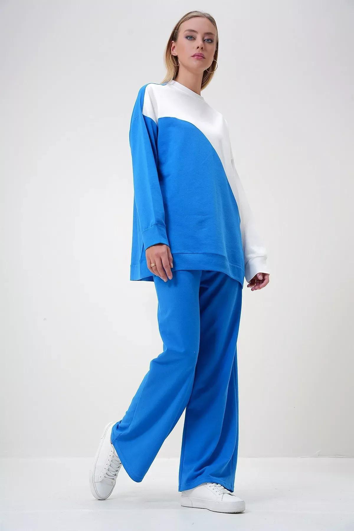 Blue Color Block Knit Set, , large image number 3