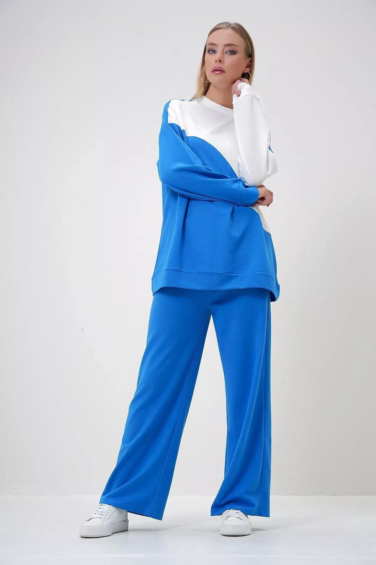 Blue Color Block Knit Set, , large image number 4