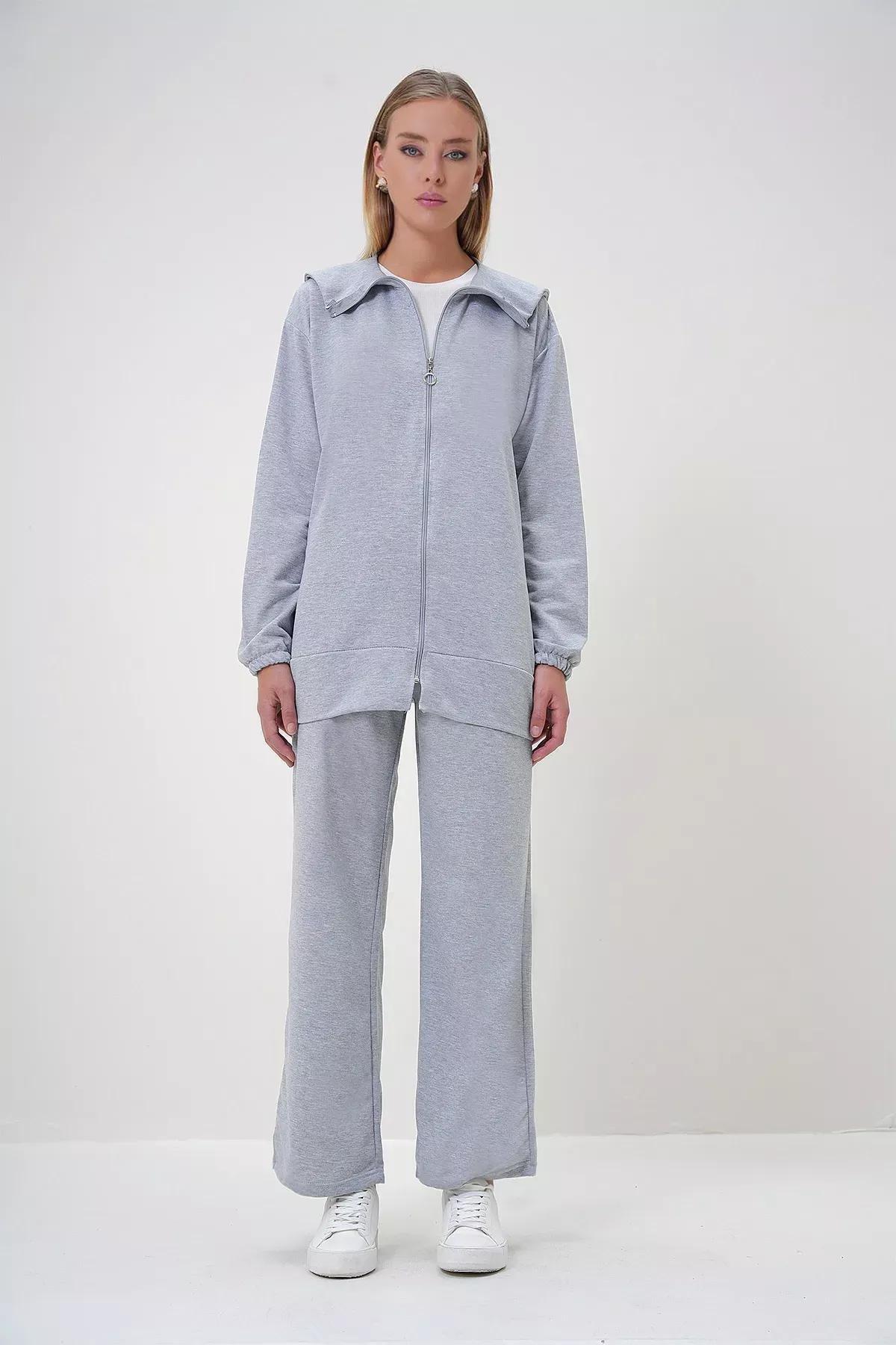 Grey Polo Jacket Trouser Set, , large image number 0