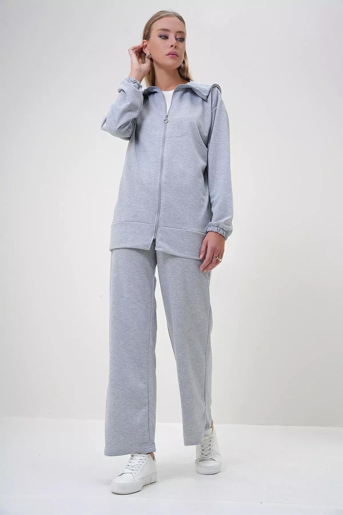 Grey Polo Jacket Trouser Set, , large image number 1