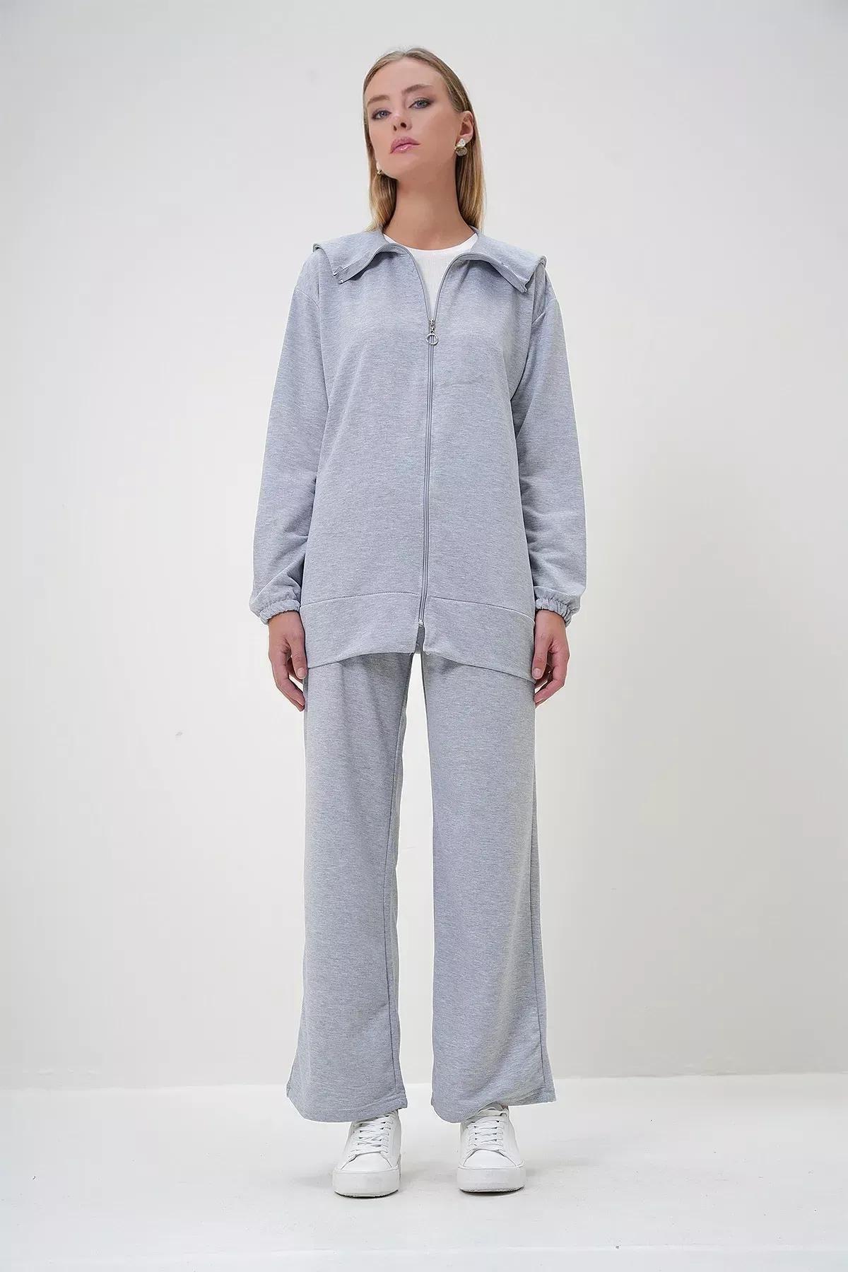Grey Polo Jacket Trouser Set, , large image number 2