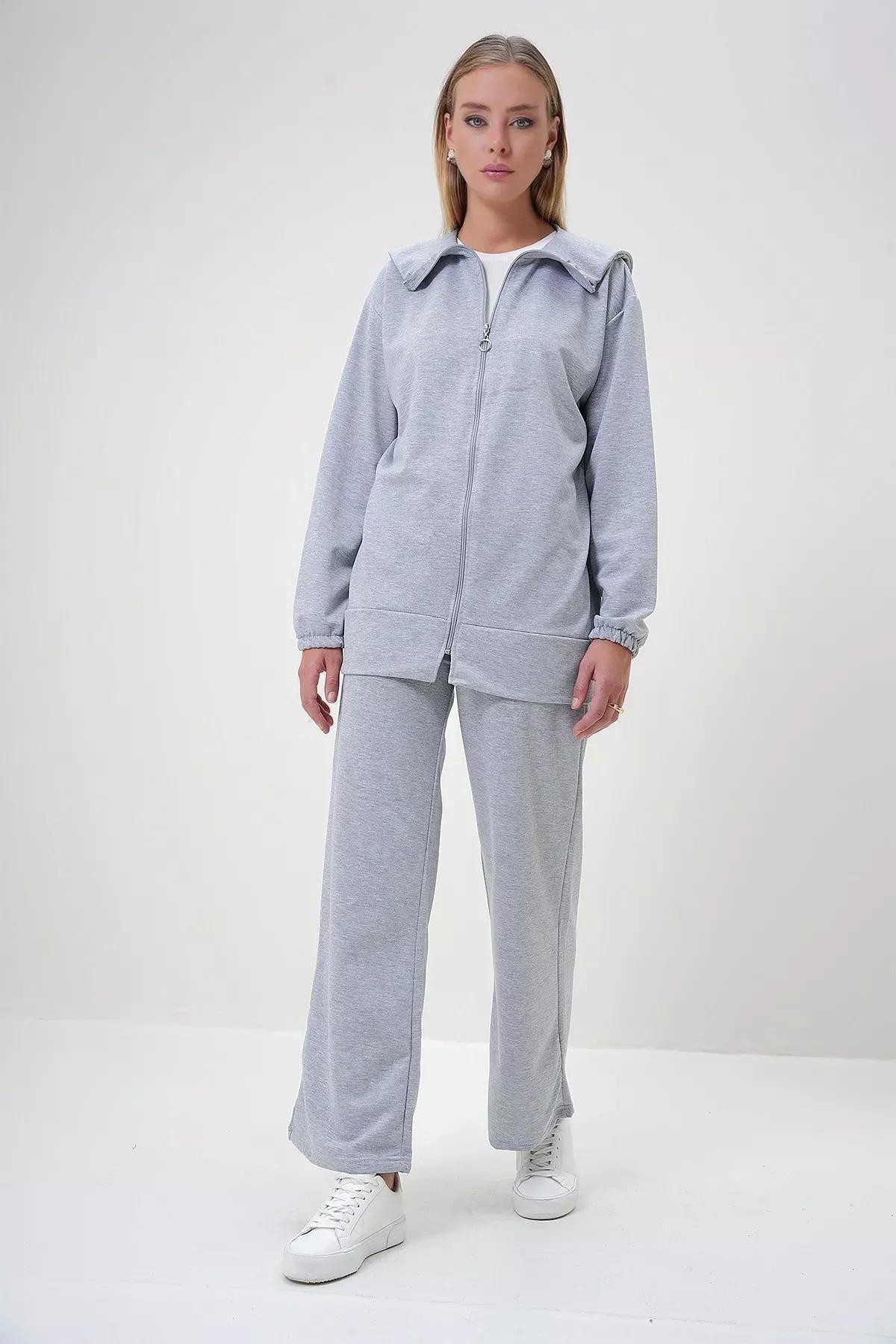 Grey Polo Jacket Trouser Set, , large image number 4