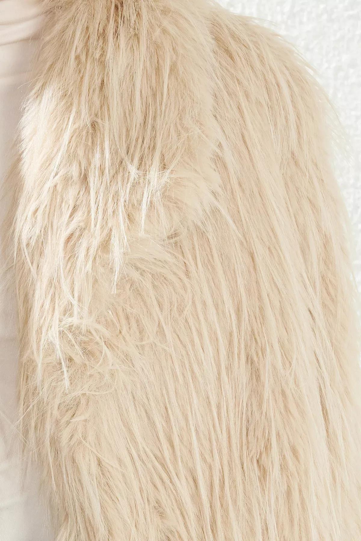 Beige Regular Fit Fur Coat, , large image number 3