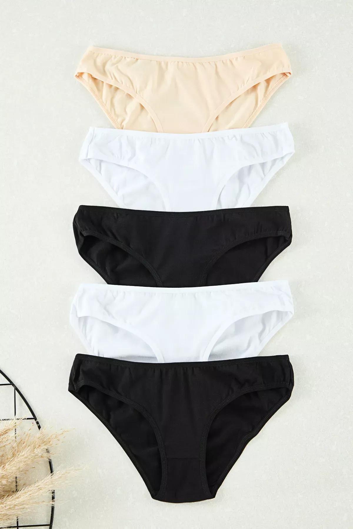 Black-White Slip Panties, set of 5, , large image number 0