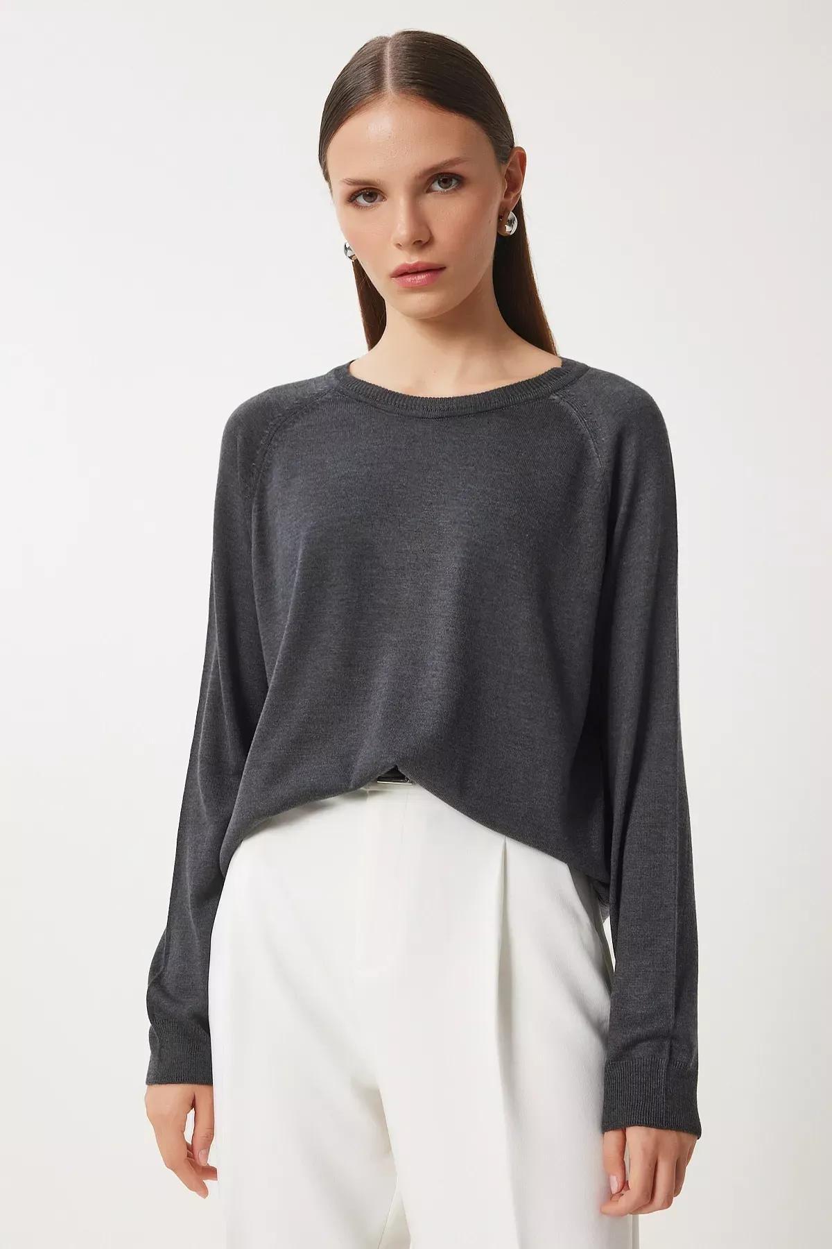 Grey Knit Blouse, Anthracite, large image number 2