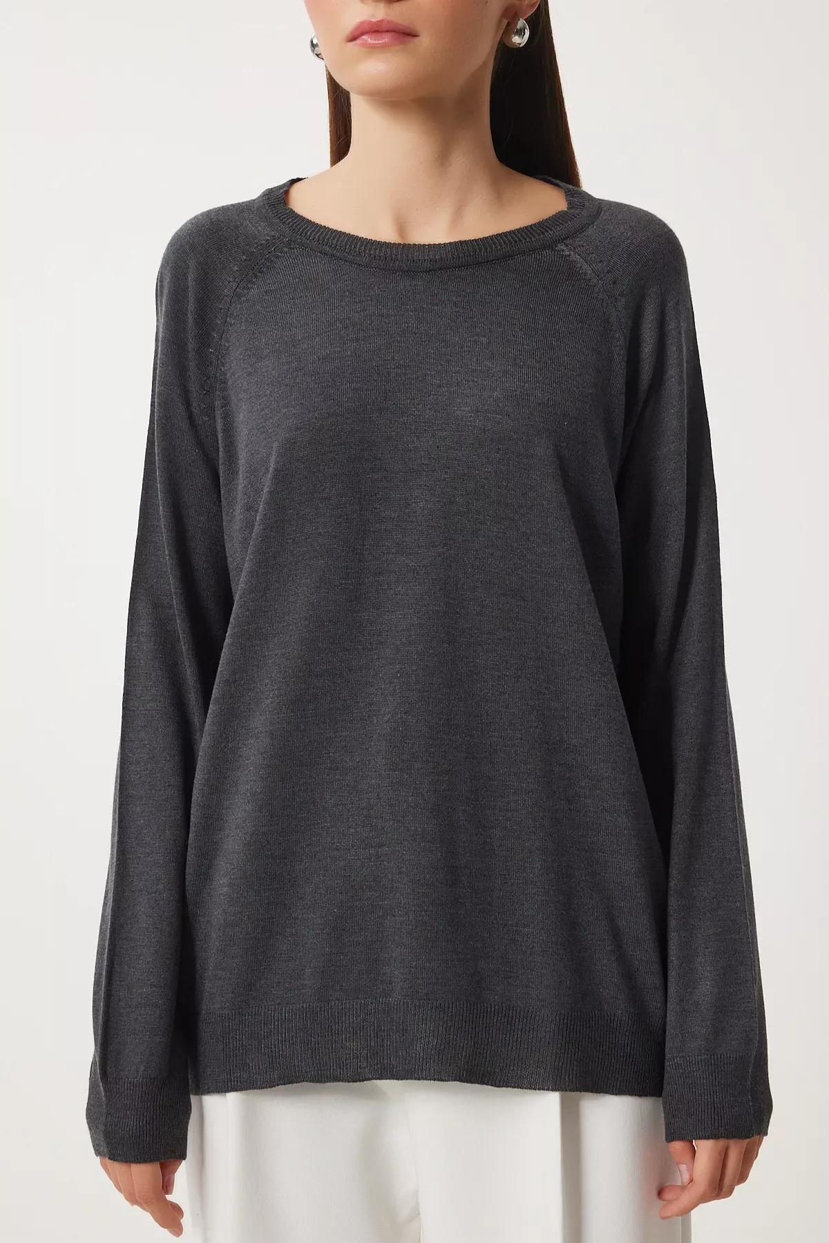 Grey Knit Blouse, Anthracite, large image number 3