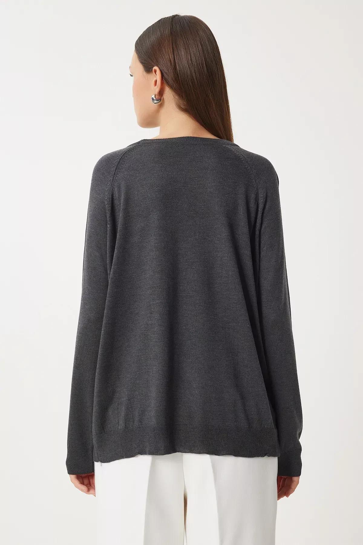 Grey Knit Blouse, Anthracite, large image number 4