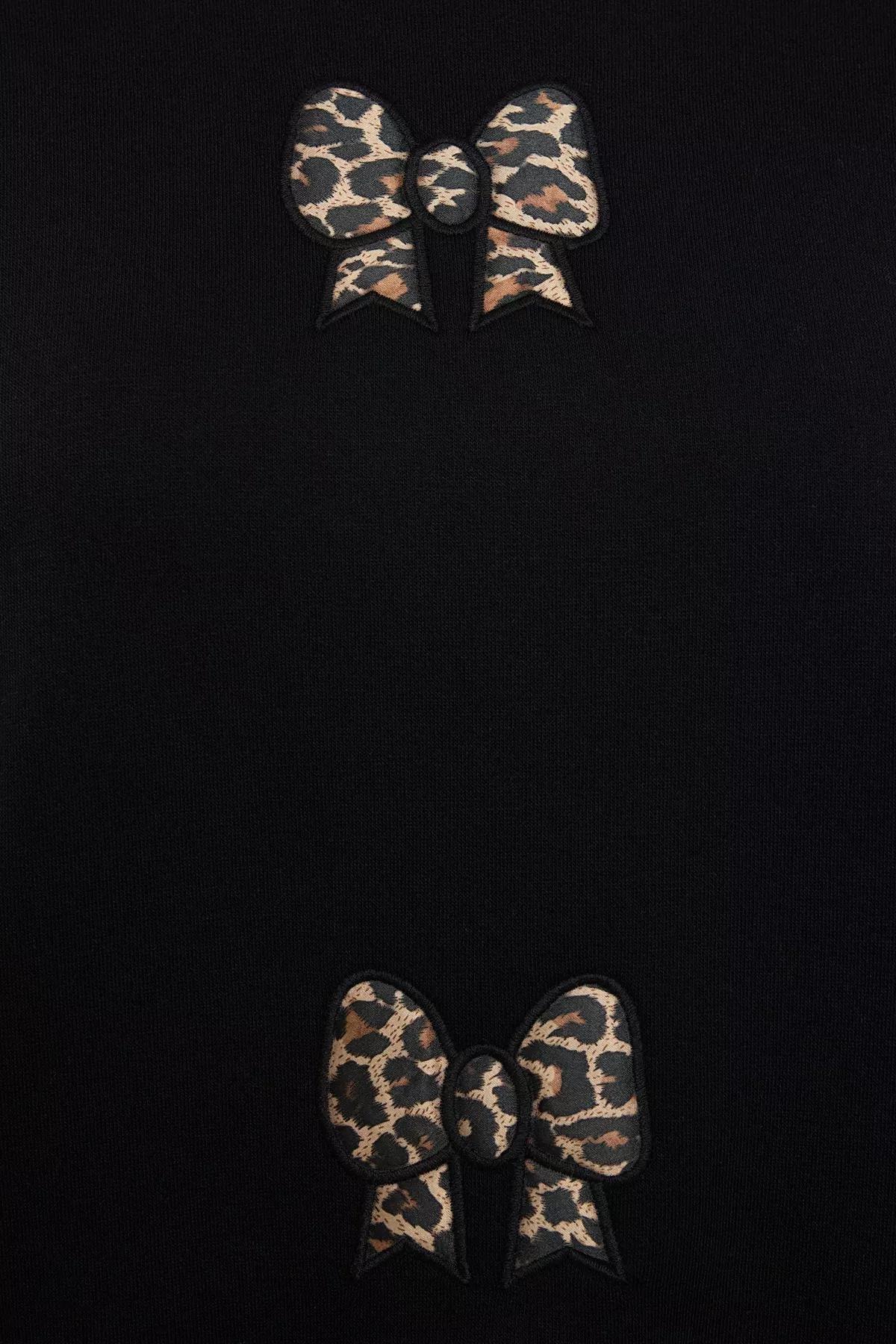 Black Polar Fleece Leopard Sweatshirt, , large image number 3