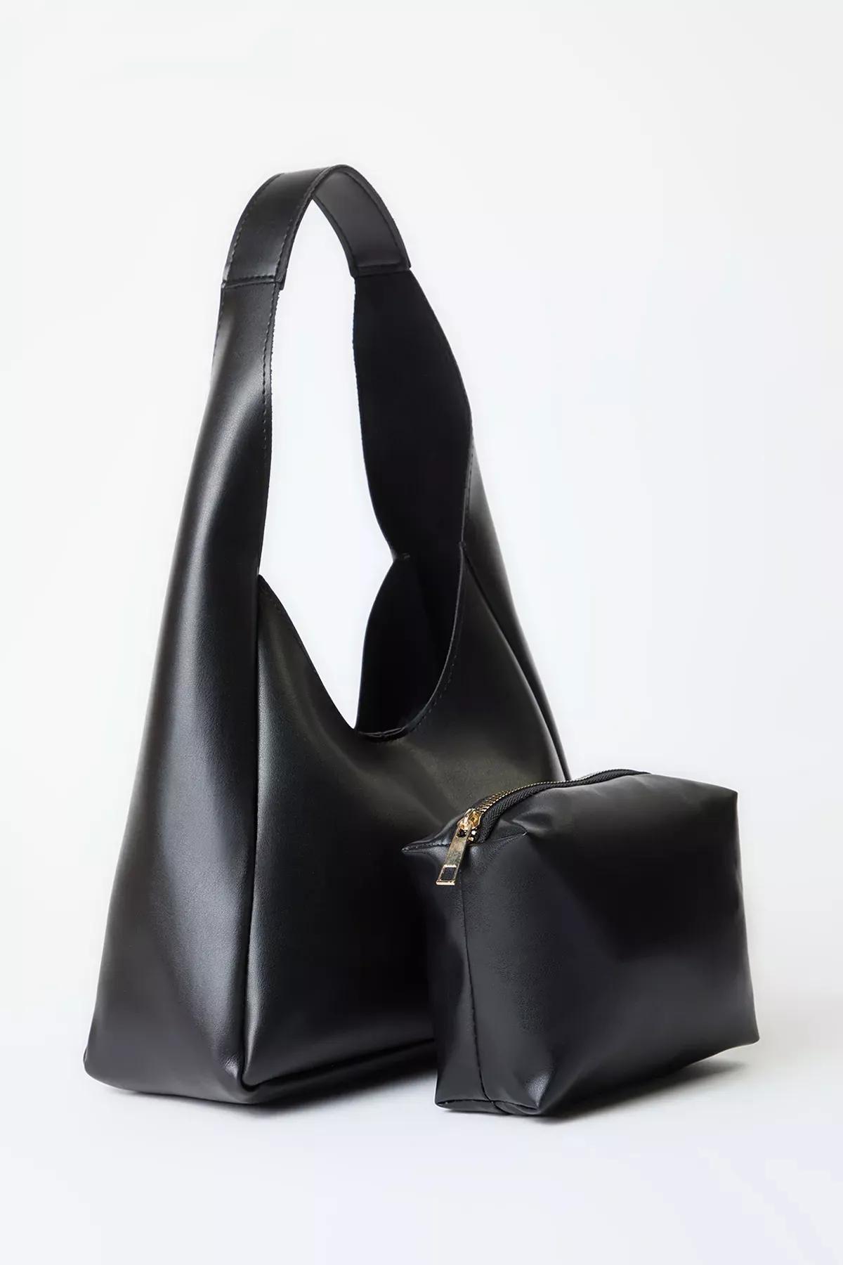 Black Cub Oval Shoulder Bag, BLACK, large image number 3