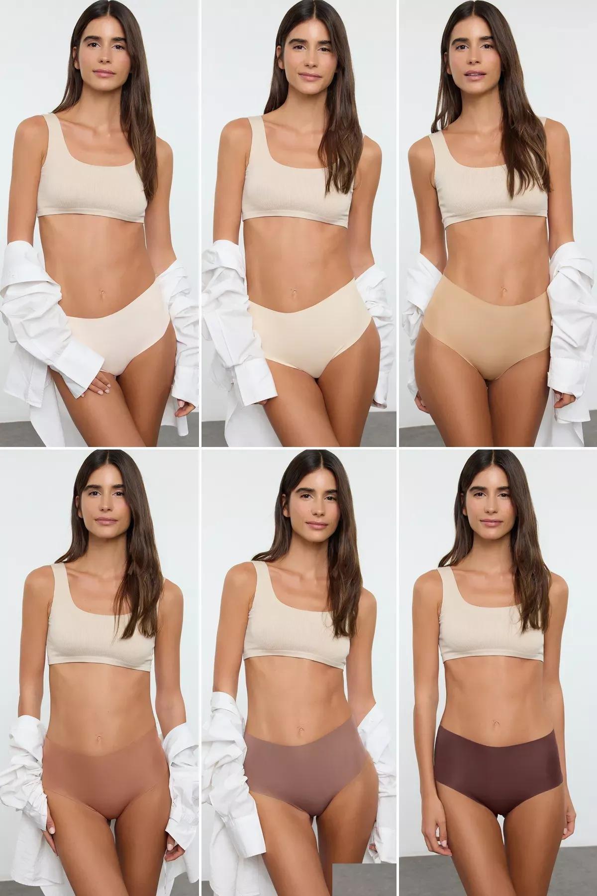 Brown Multicolour Panties, Set of 6, Brown-Multicolor, medium