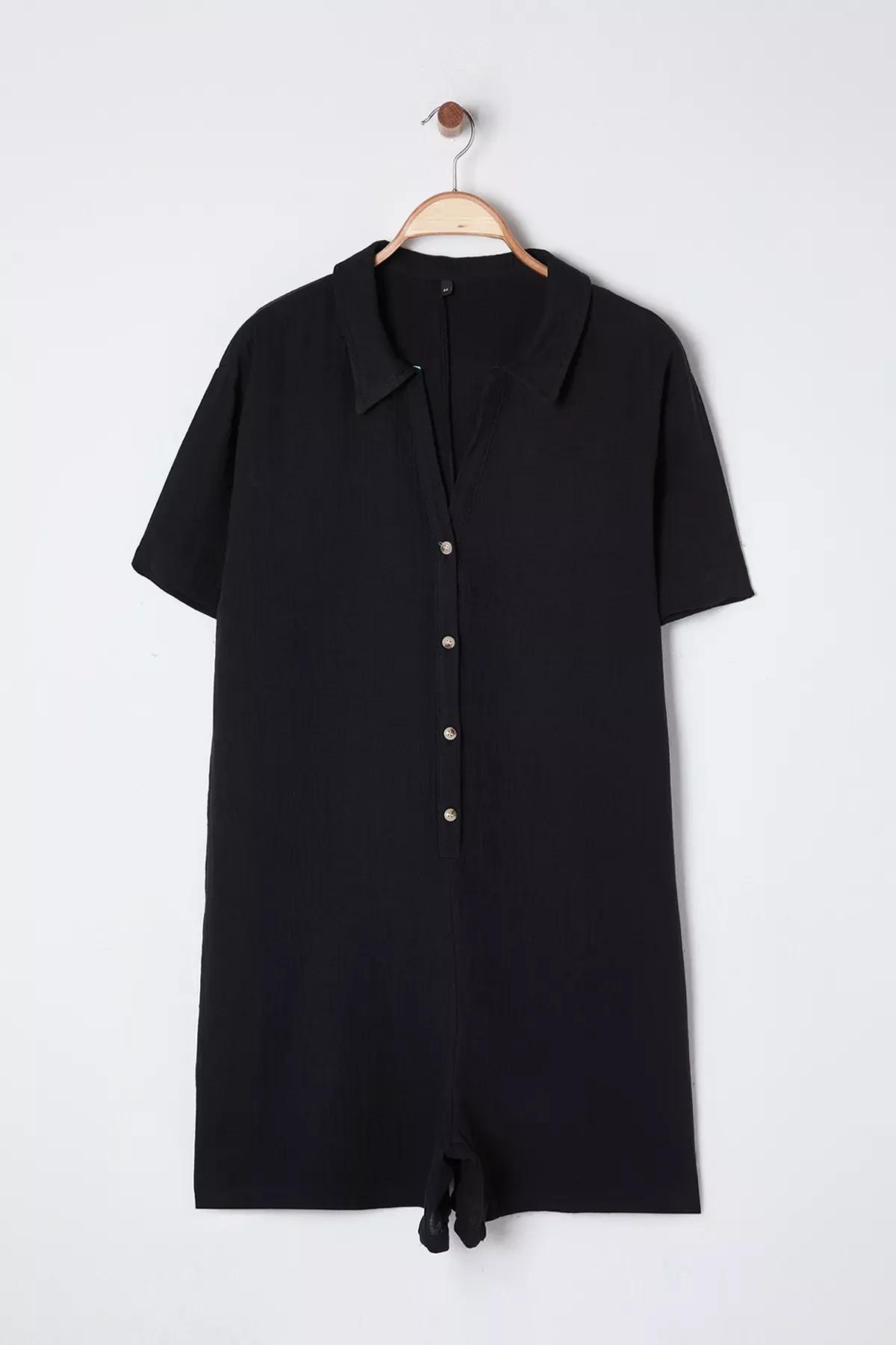 Black Muslin Woven Plus-Size  Jumpsuit, , large image number 2