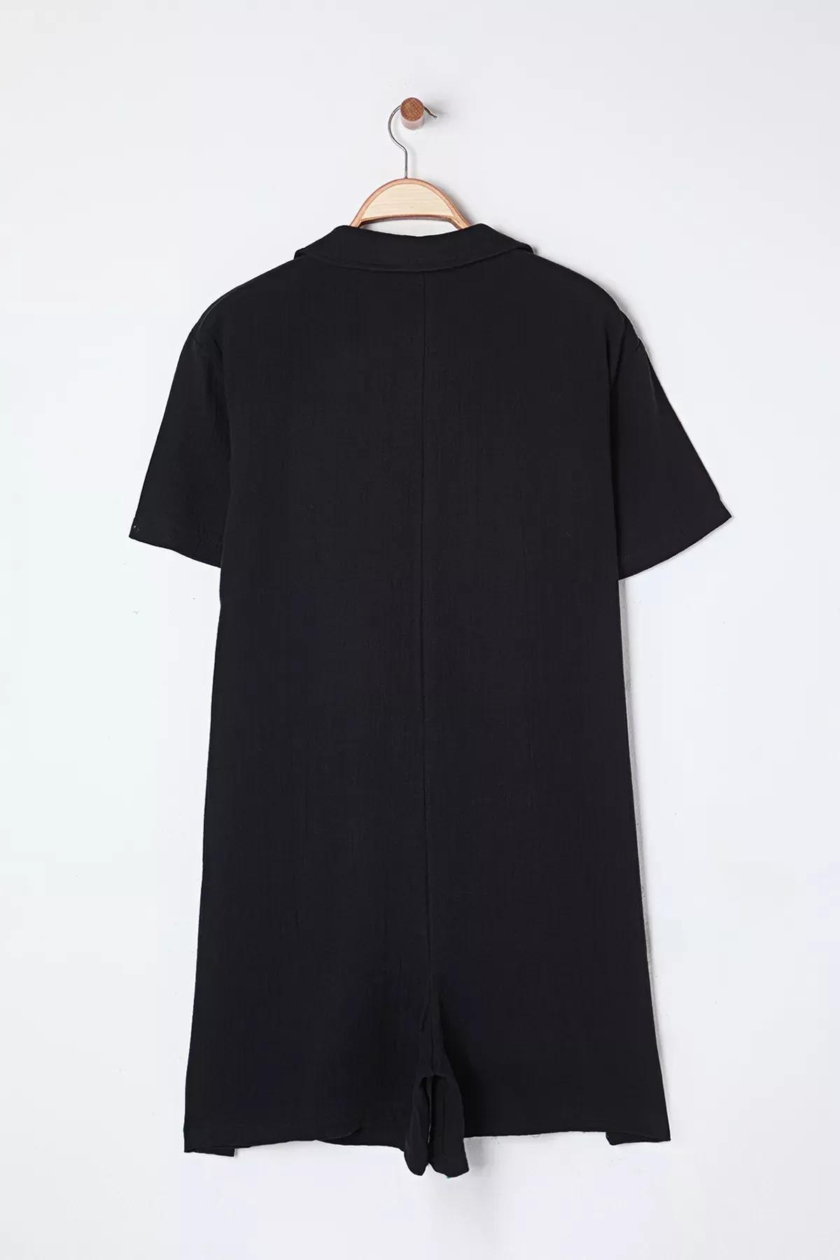 Black Muslin Woven Plus-Size  Jumpsuit, , large image number 6