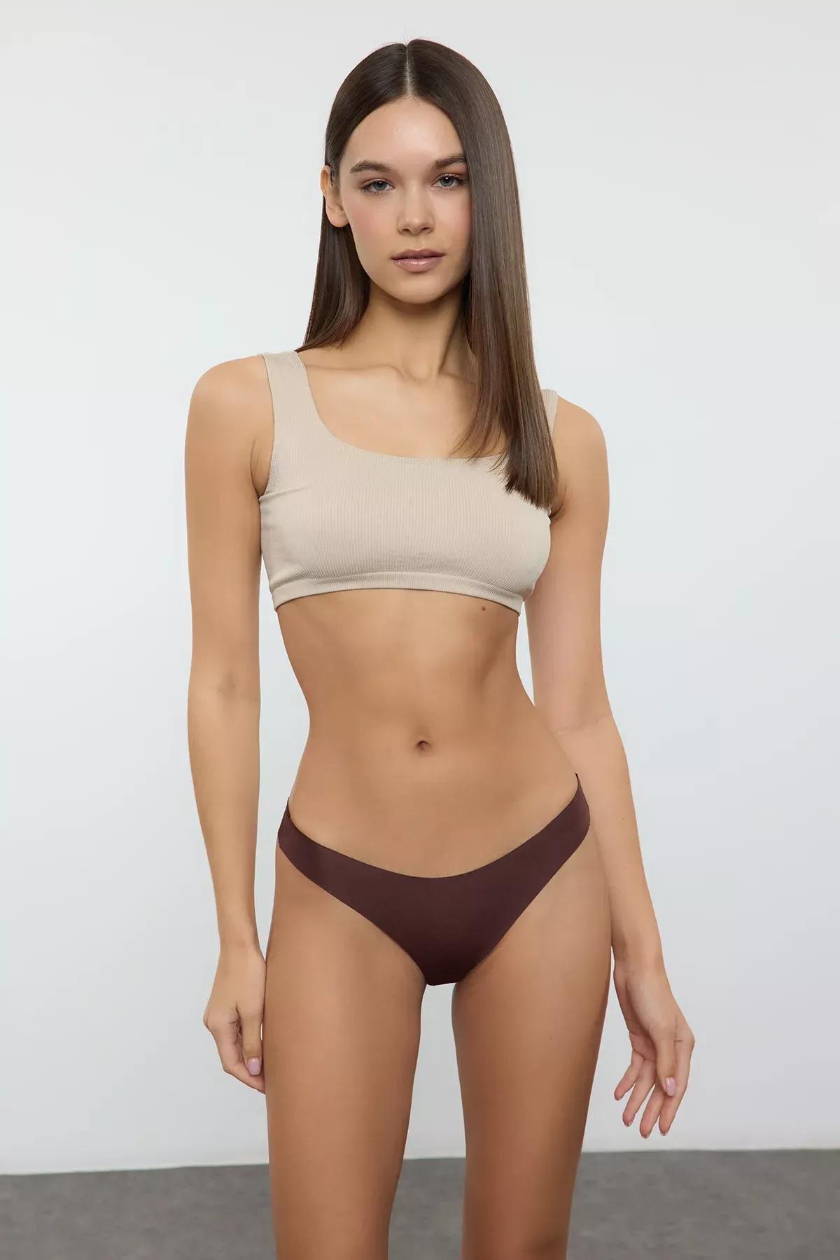 Brown-Multiolour Thong Knitted Panties, set of 6, Brown-Multicolor, large image number 4