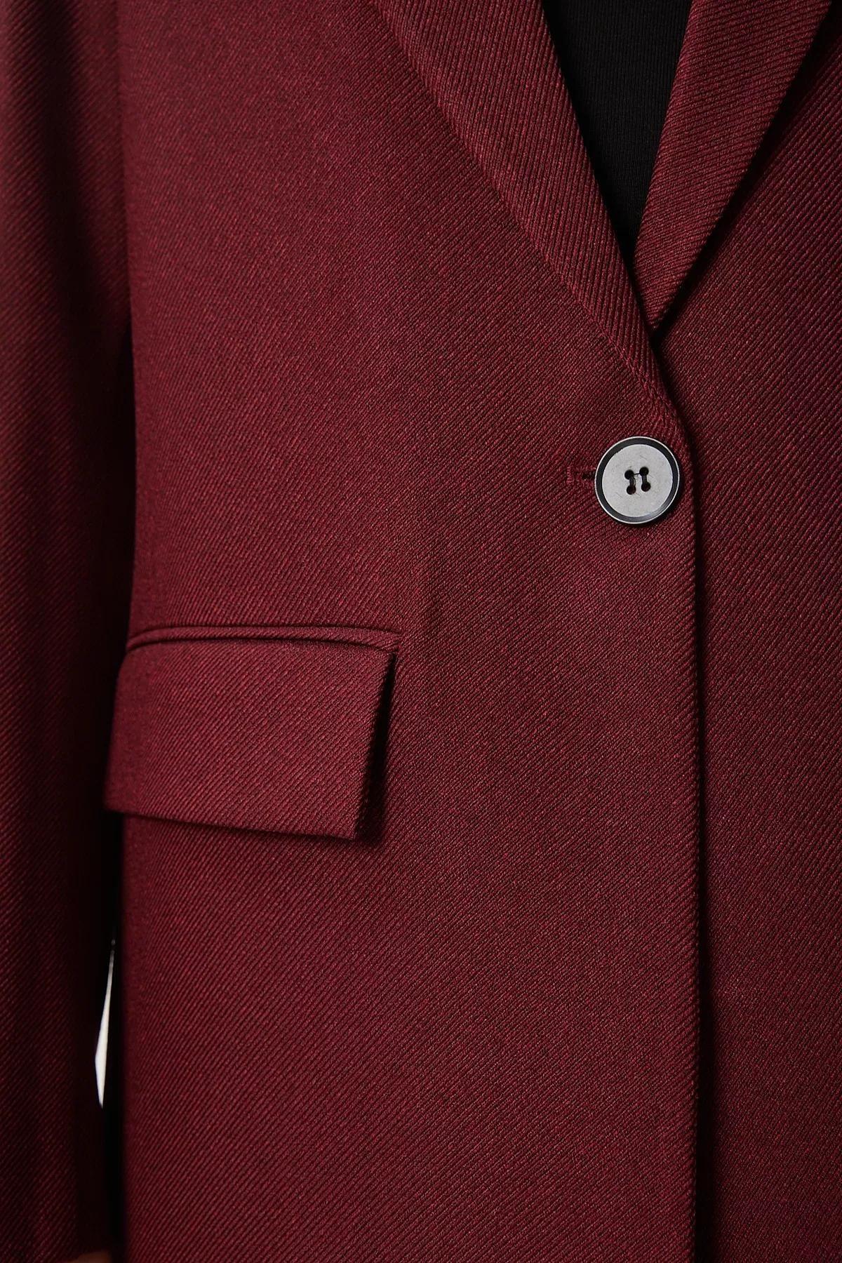 Burgundy Padded Woven Blazer Jacket, , large image number 4