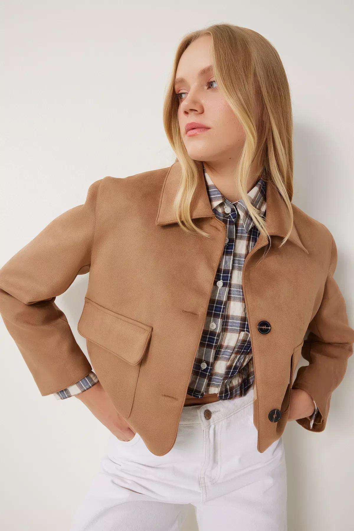Grey Suede Jacket with Pockets, Mink, large image number 1