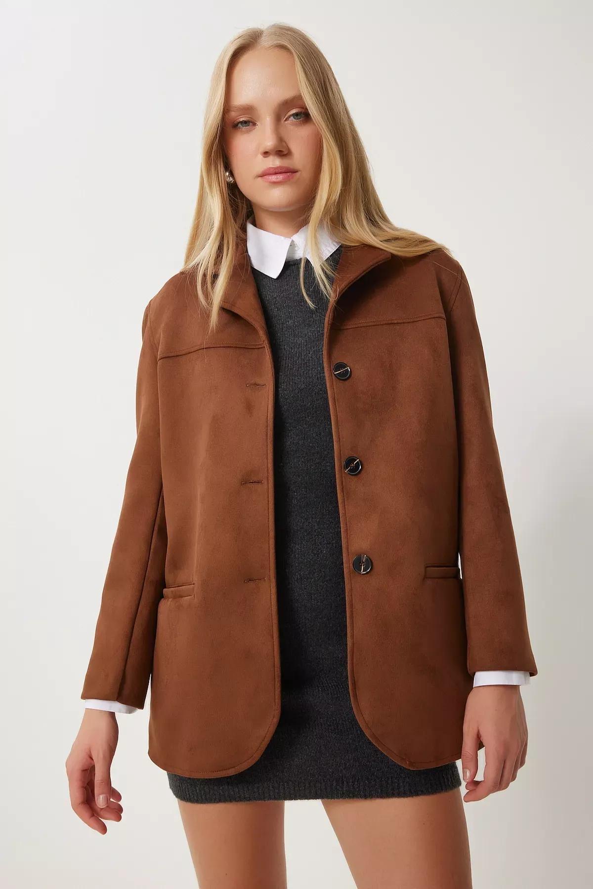 Brown Suede Jacket, Brown, large image number 0