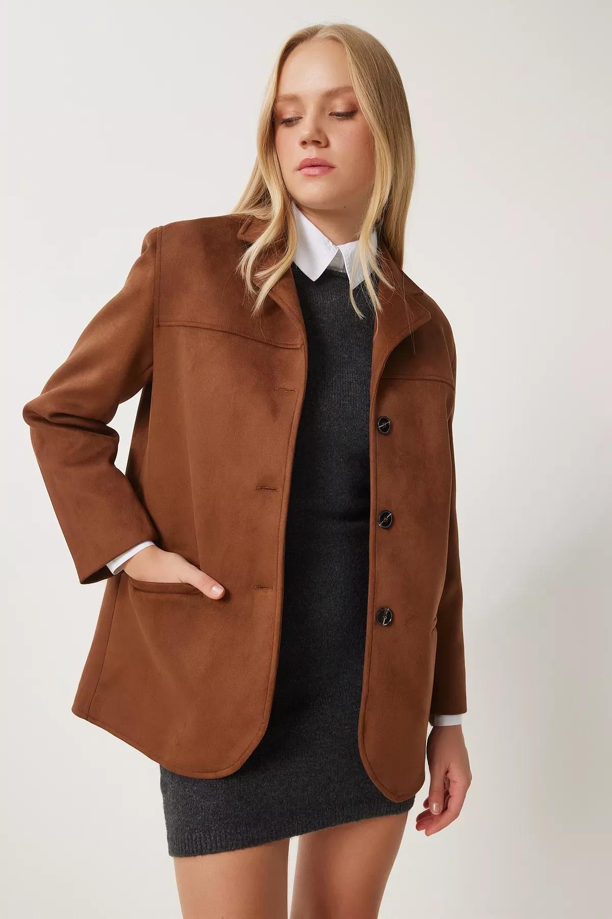 Brown Suede Jacket, Brown, large image number 1