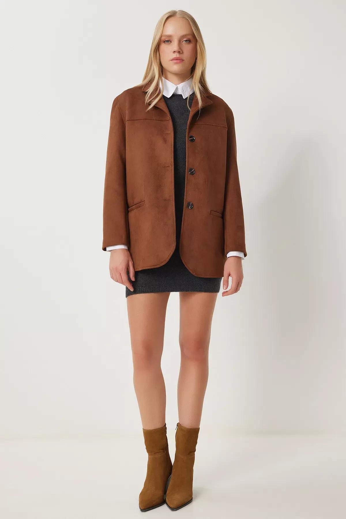 Brown Suede Jacket, Brown, large image number 3