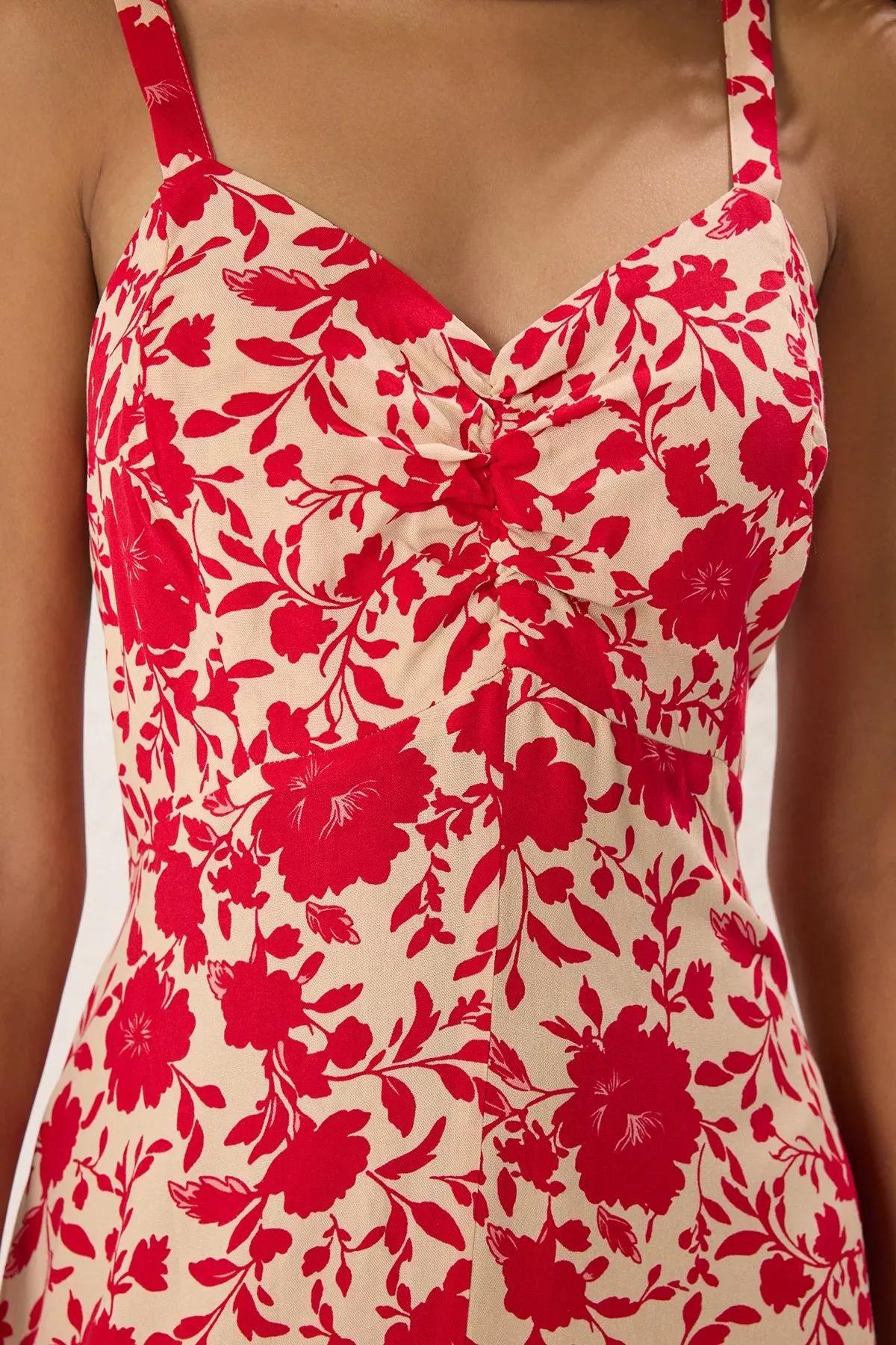 Pink Floral Opening At Waist Midi Dress, , large image number 2