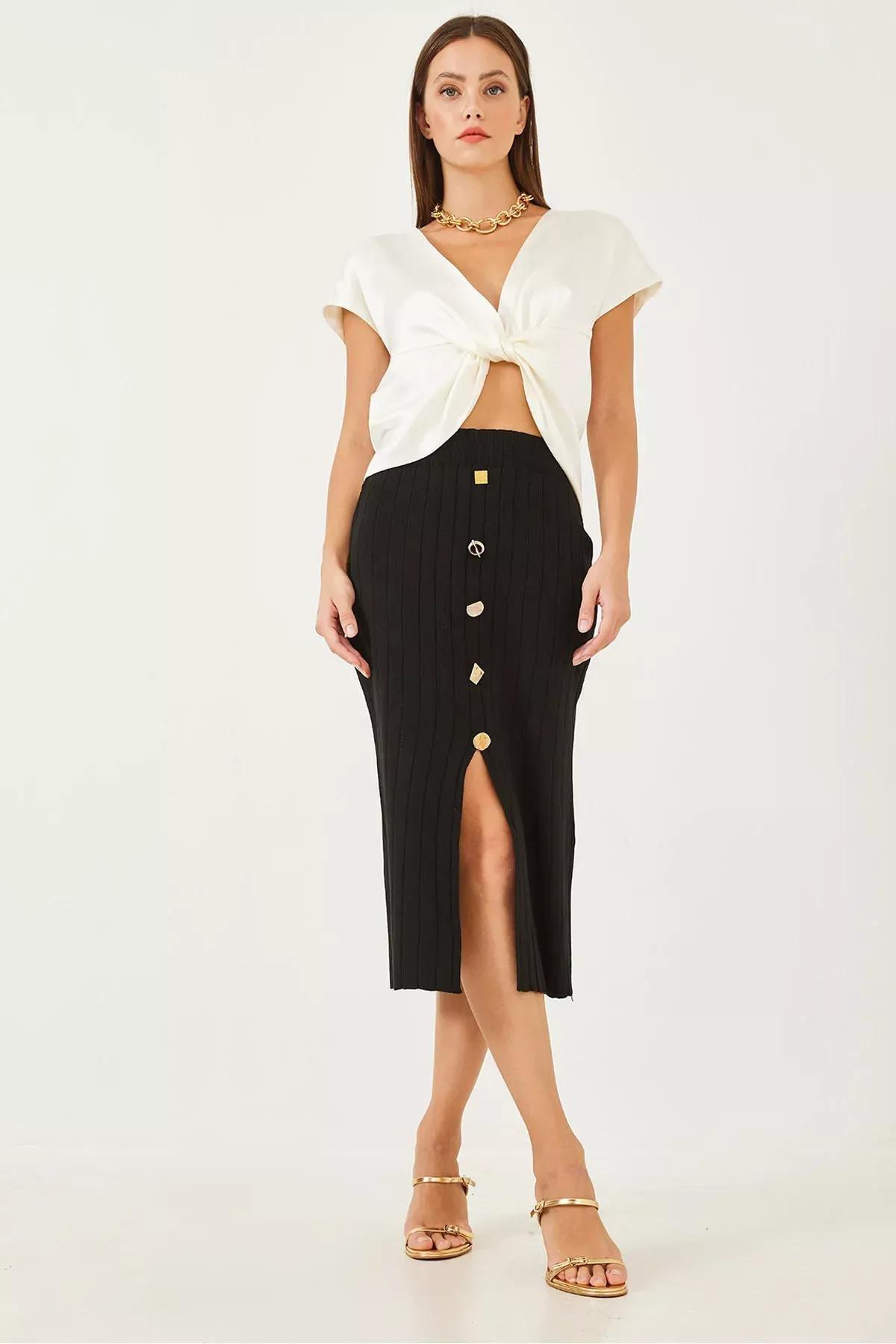 Black Fur Collar Puffer Jacket, BLACK, large image number 5