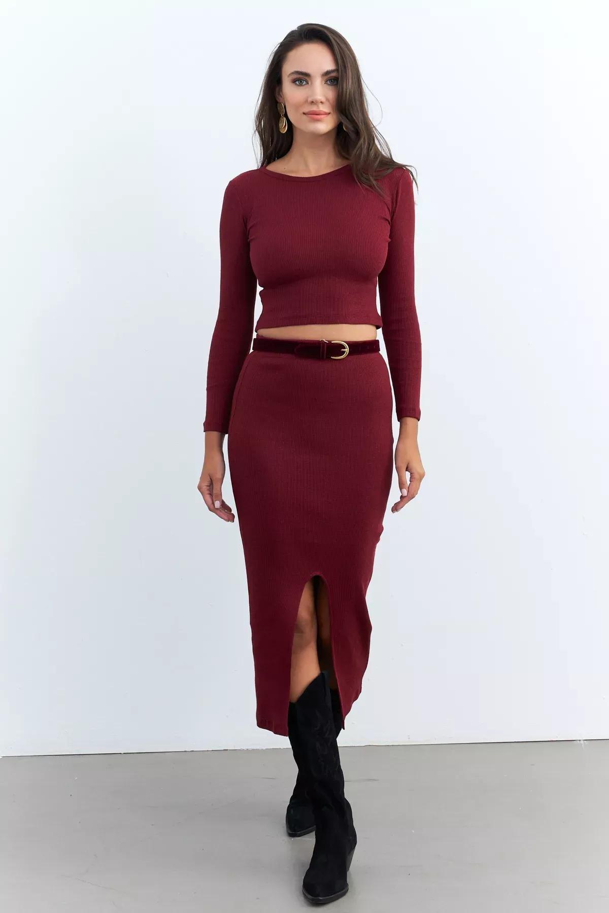 Burgundy Basic Camisole Bottom Set, , large image number 2