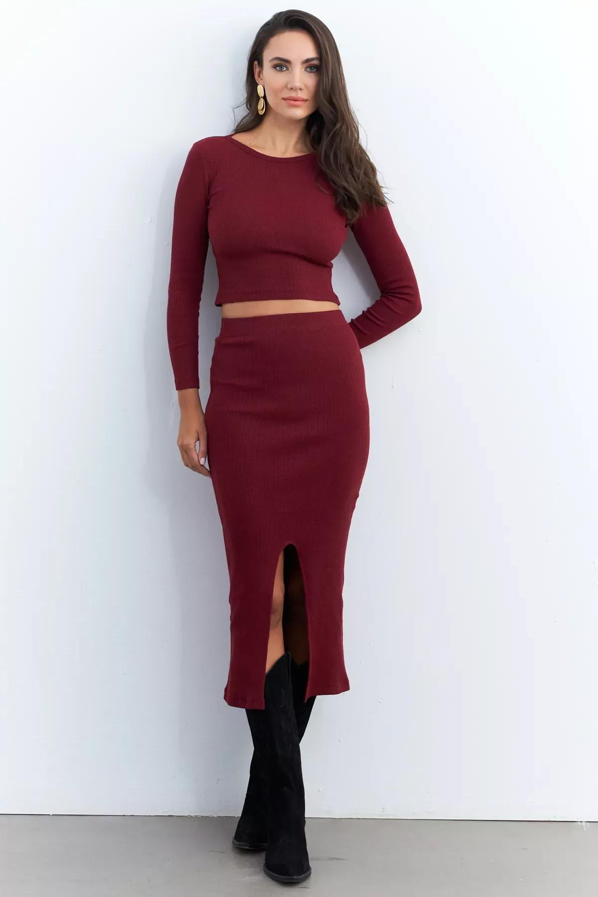 Burgundy Basic Camisole Bottom Set, , large image number 3
