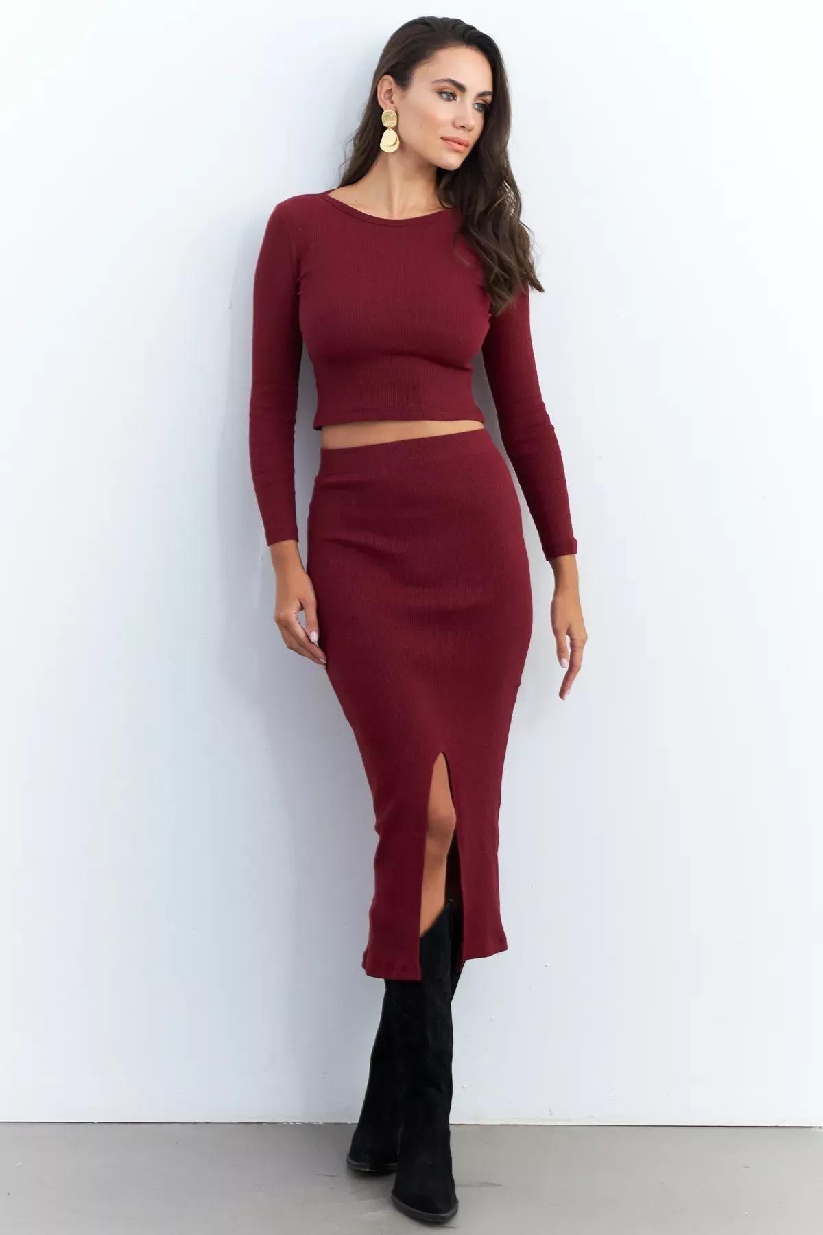 Burgundy Basic Camisole Bottom Set, , large image number 4
