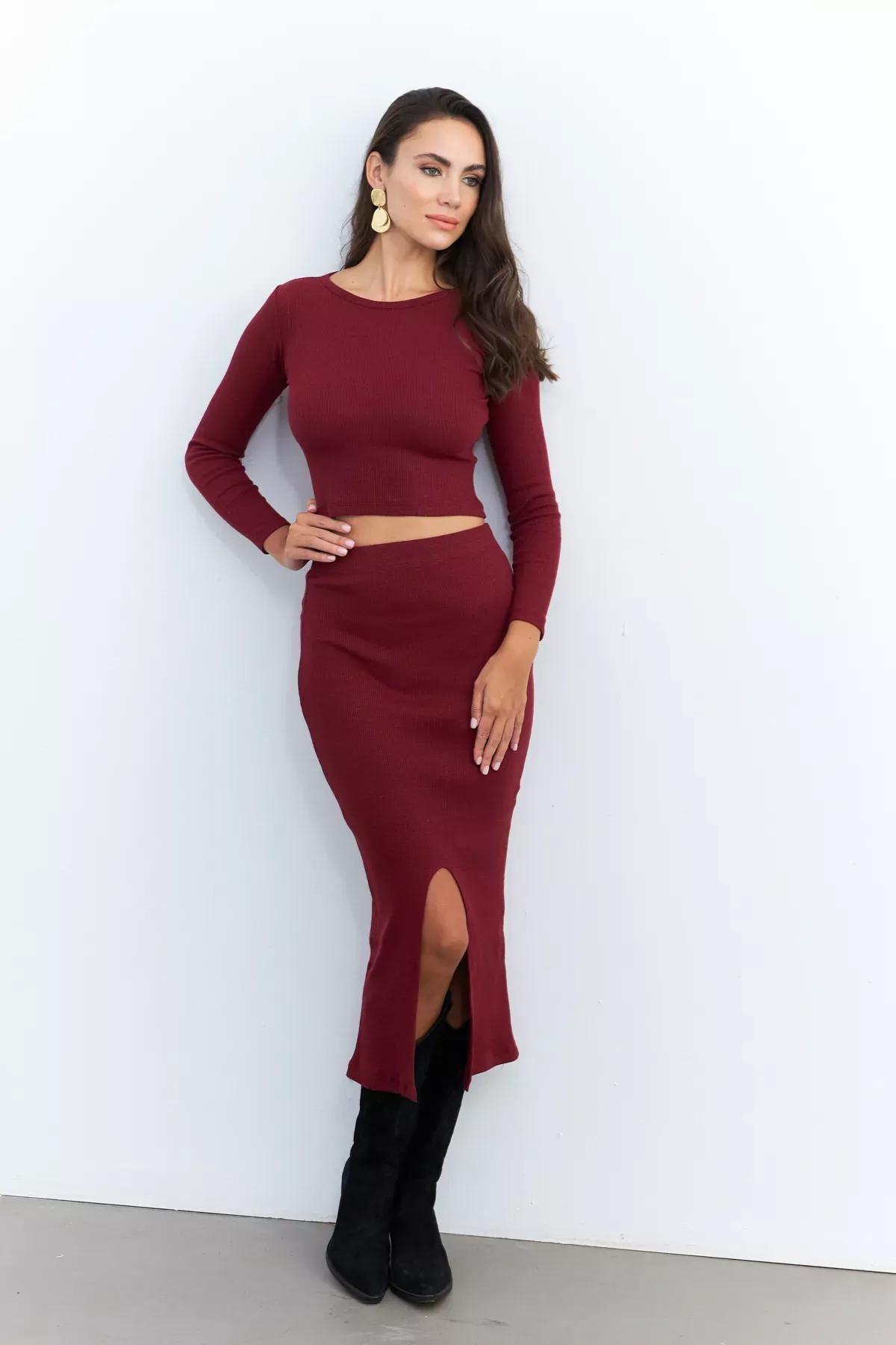 Burgundy Basic Camisole Bottom Set, , large image number 5
