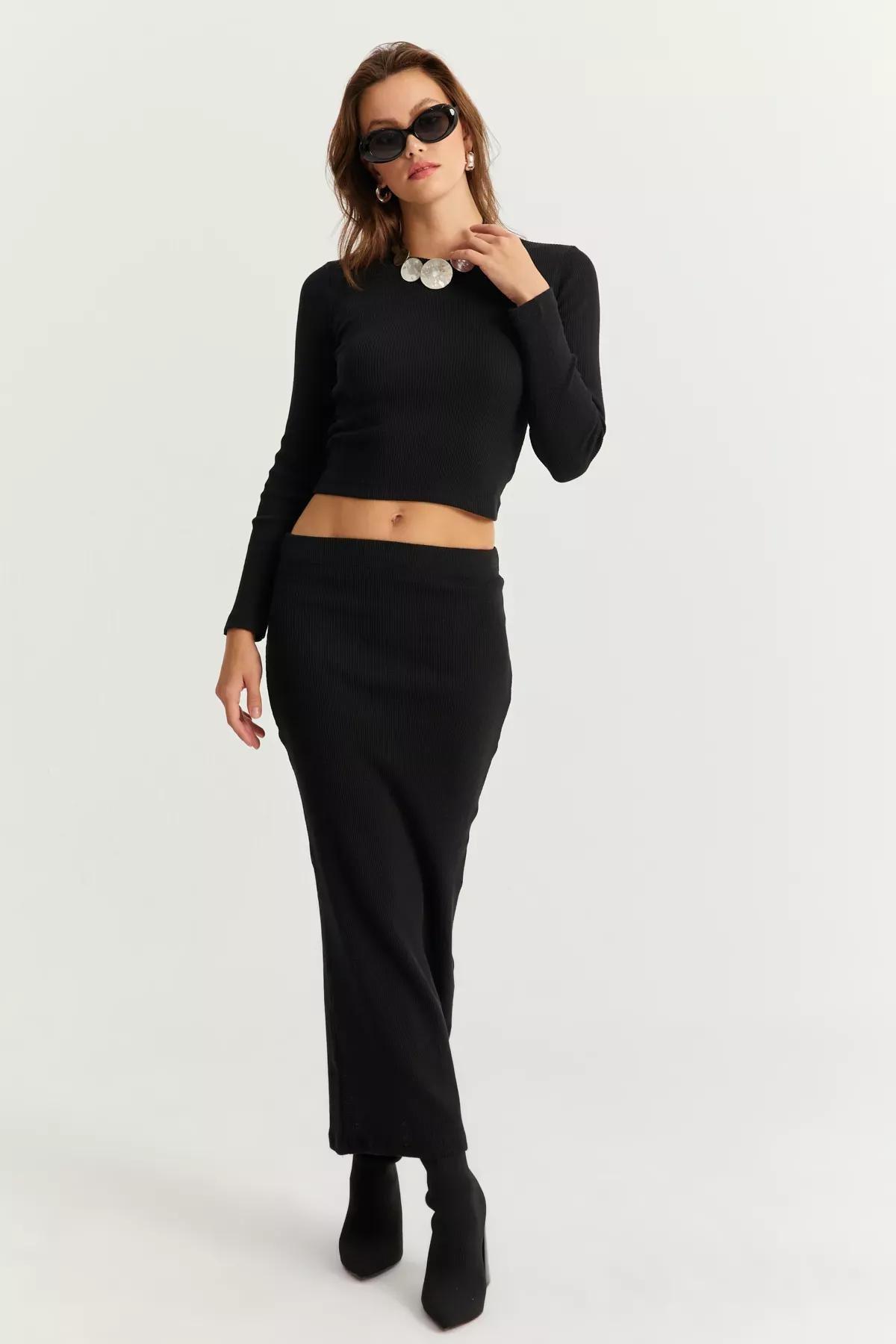Black Basic Camisole Lounge Set, BLACK, large image number 3
