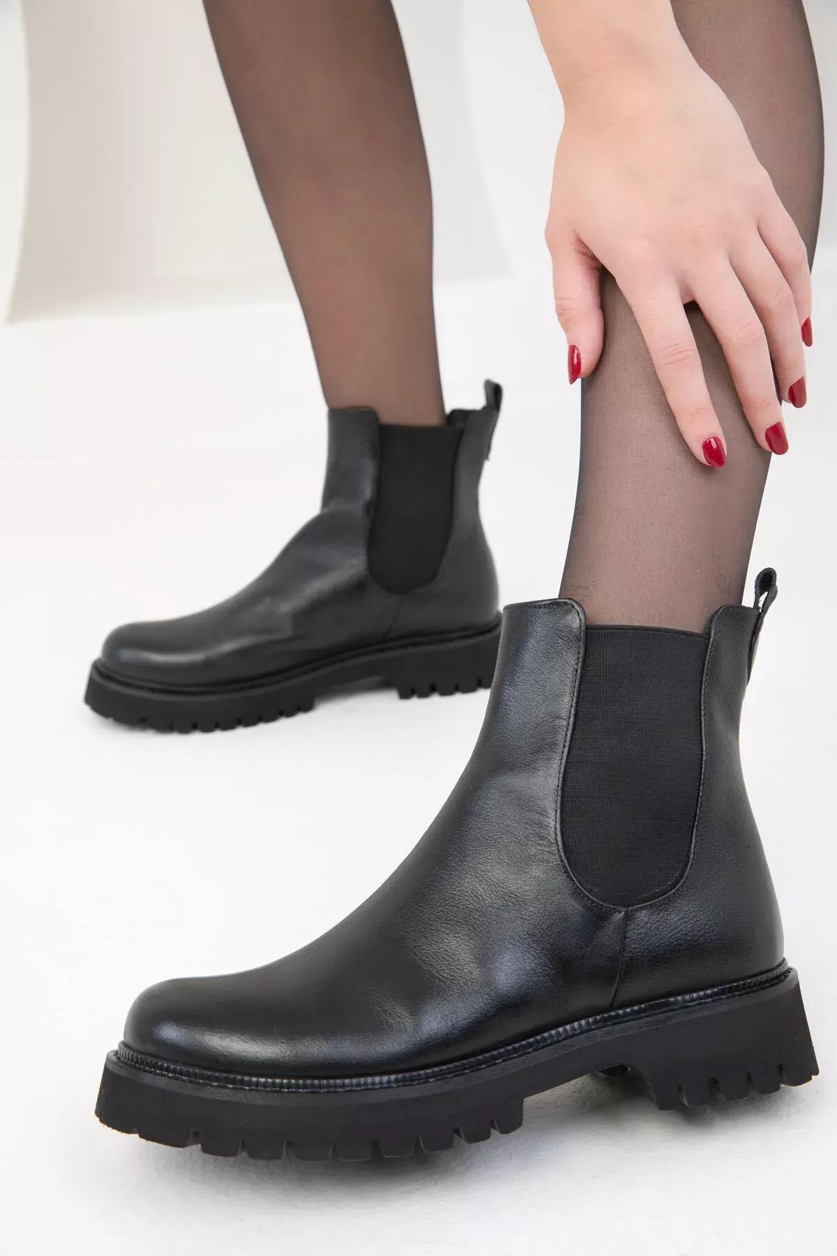 Black Genuine Leather Boots, , large image number 0