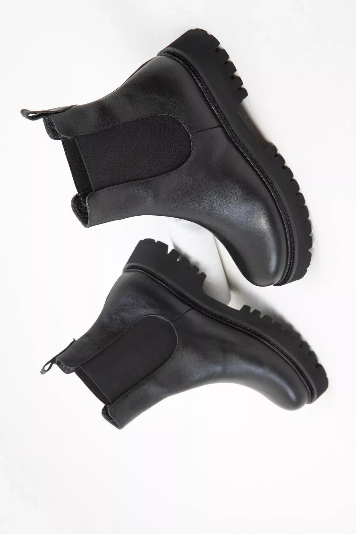 Black Genuine Leather Boots, , large image number 1