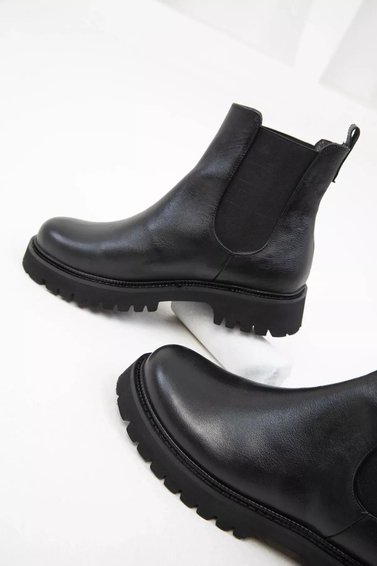 Black Genuine Leather Boots, , large image number 3